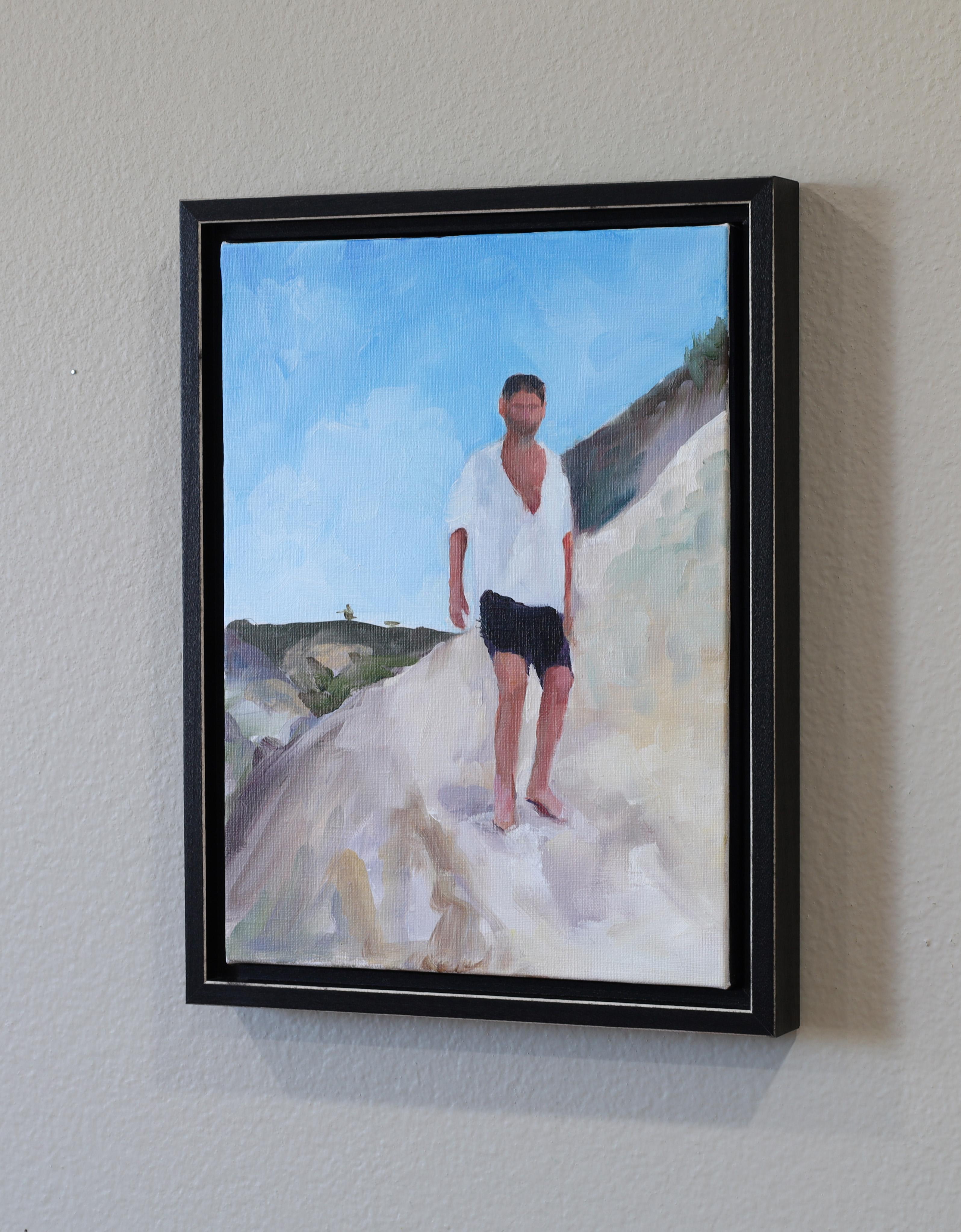 “Hike Down to Nude Beach”- oil on linen, framed For Sale 1