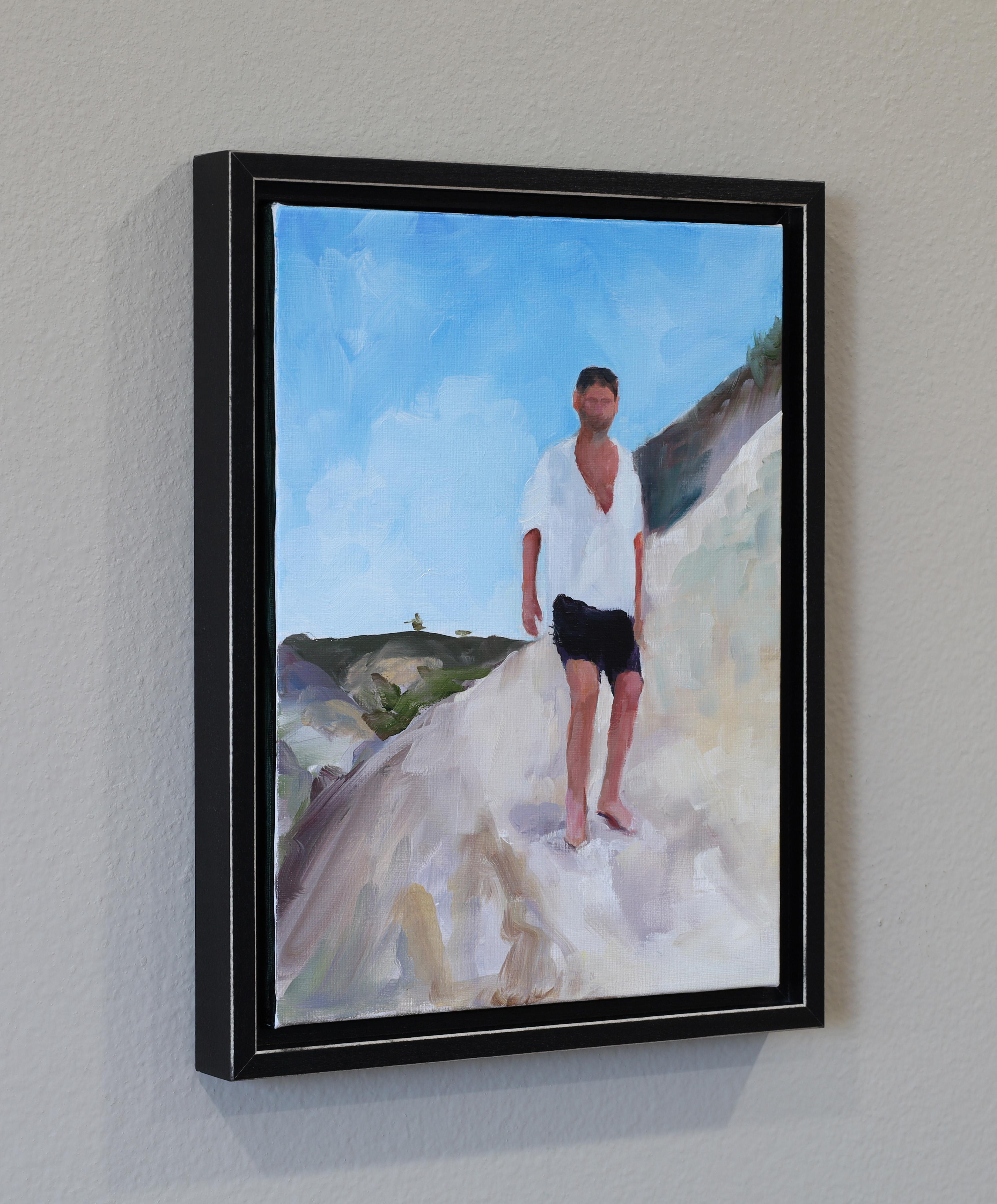 “Hike Down to Nude Beach”- oil on linen, framed For Sale 2