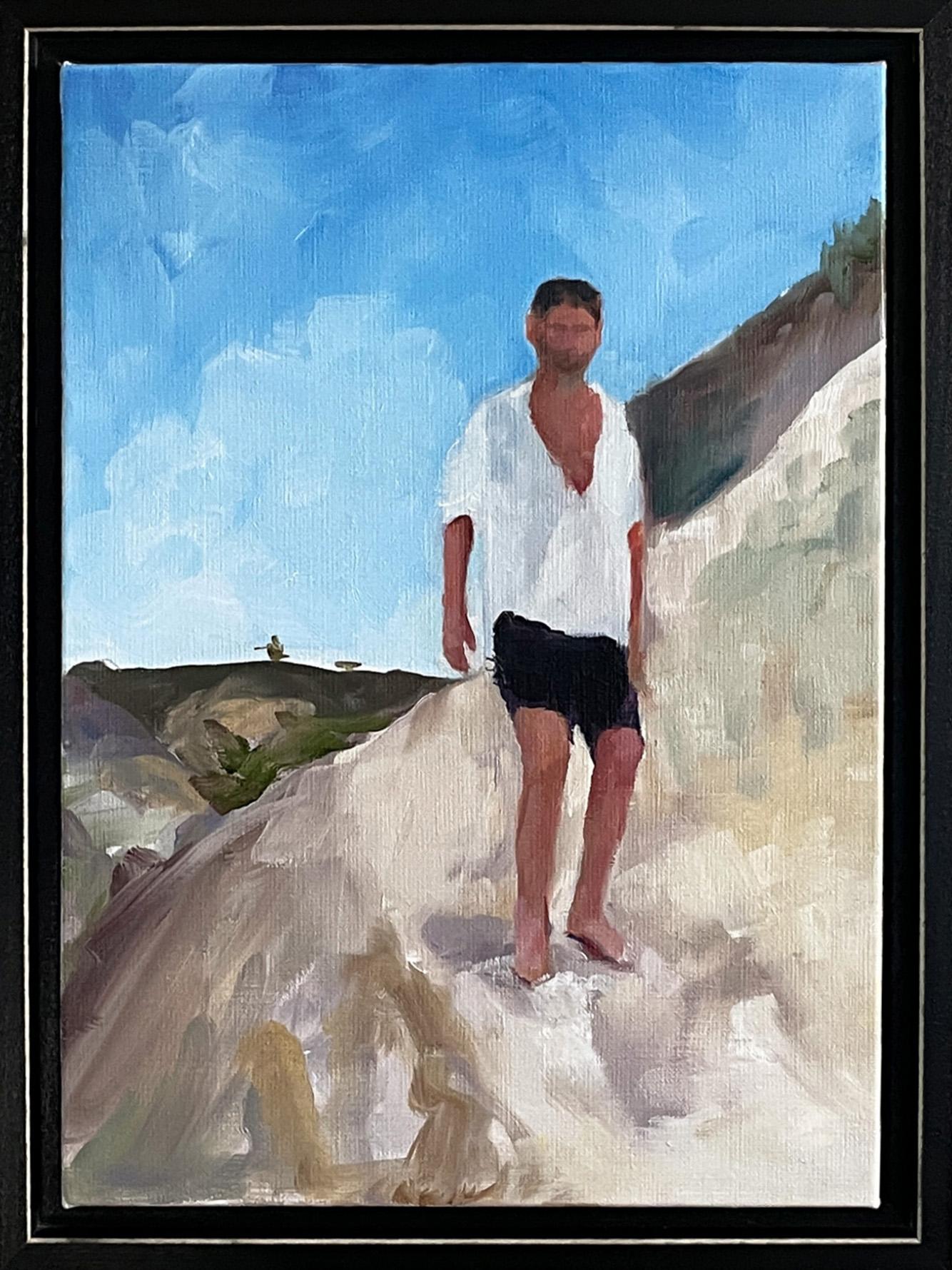 “Hike Down to Nude Beach”- oil on linen, framed - Painting by Kory Alexander