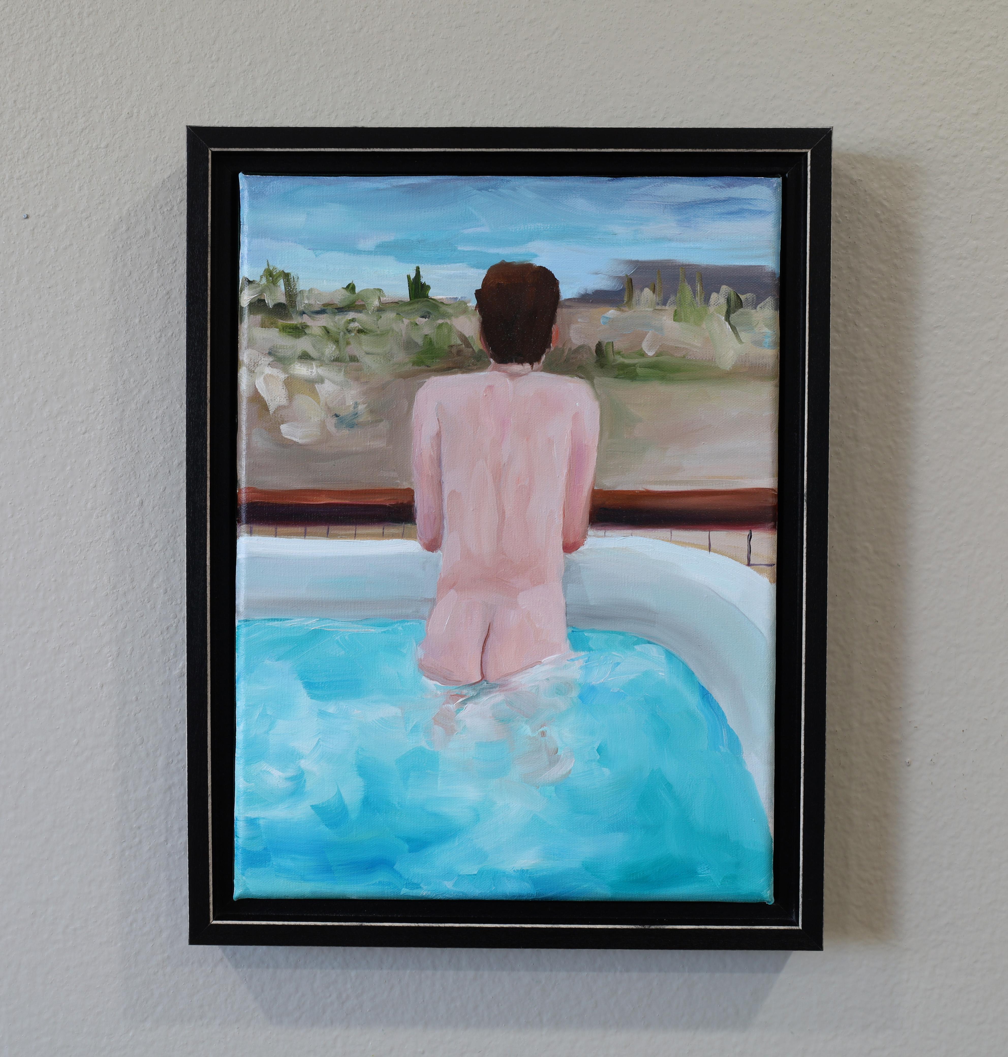 “Hot Tub During a Cold Dawn”- oil on linen, framed For Sale 1