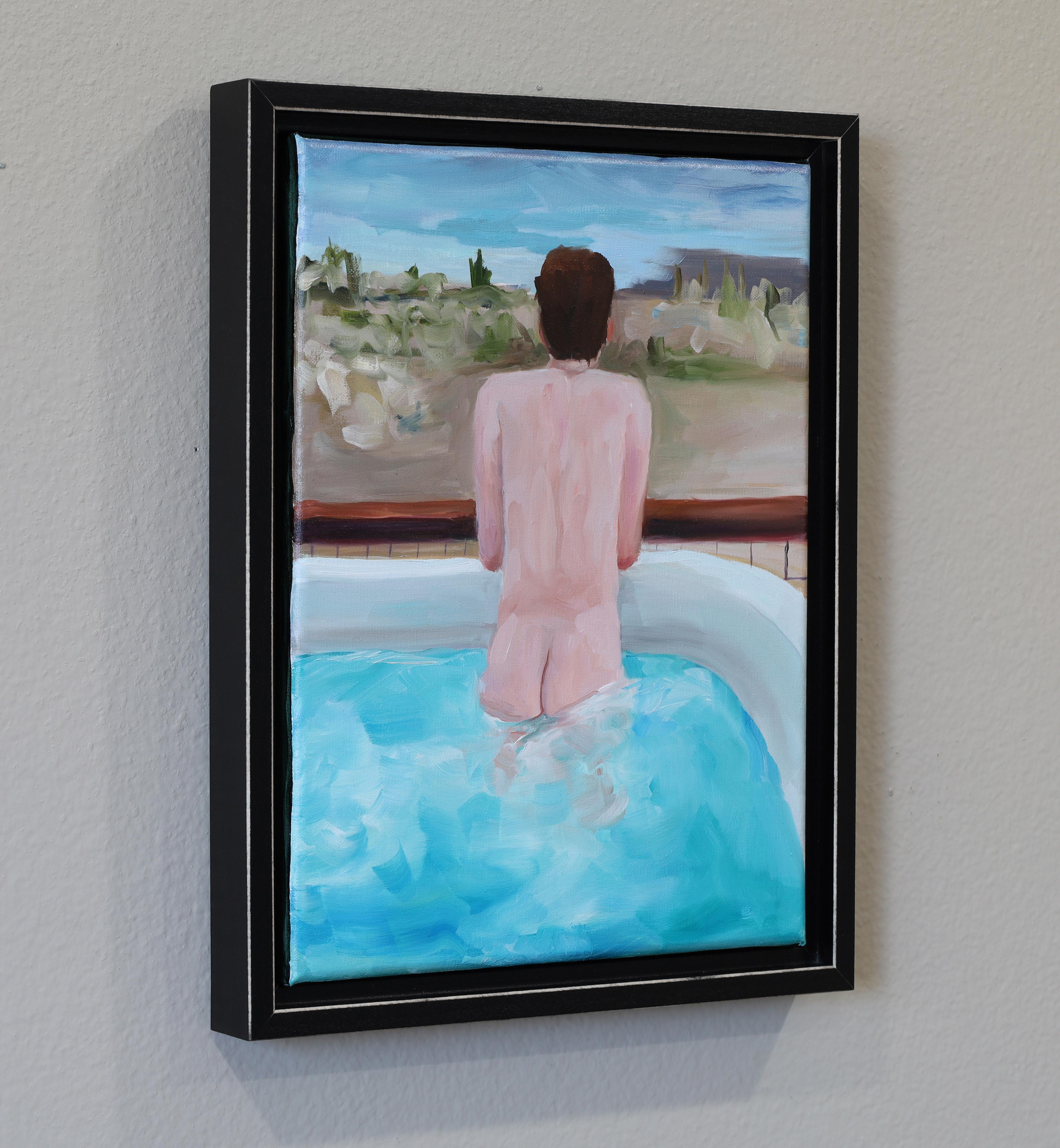 “Hot Tub During a Cold Dawn”- oil on linen, framed For Sale 2
