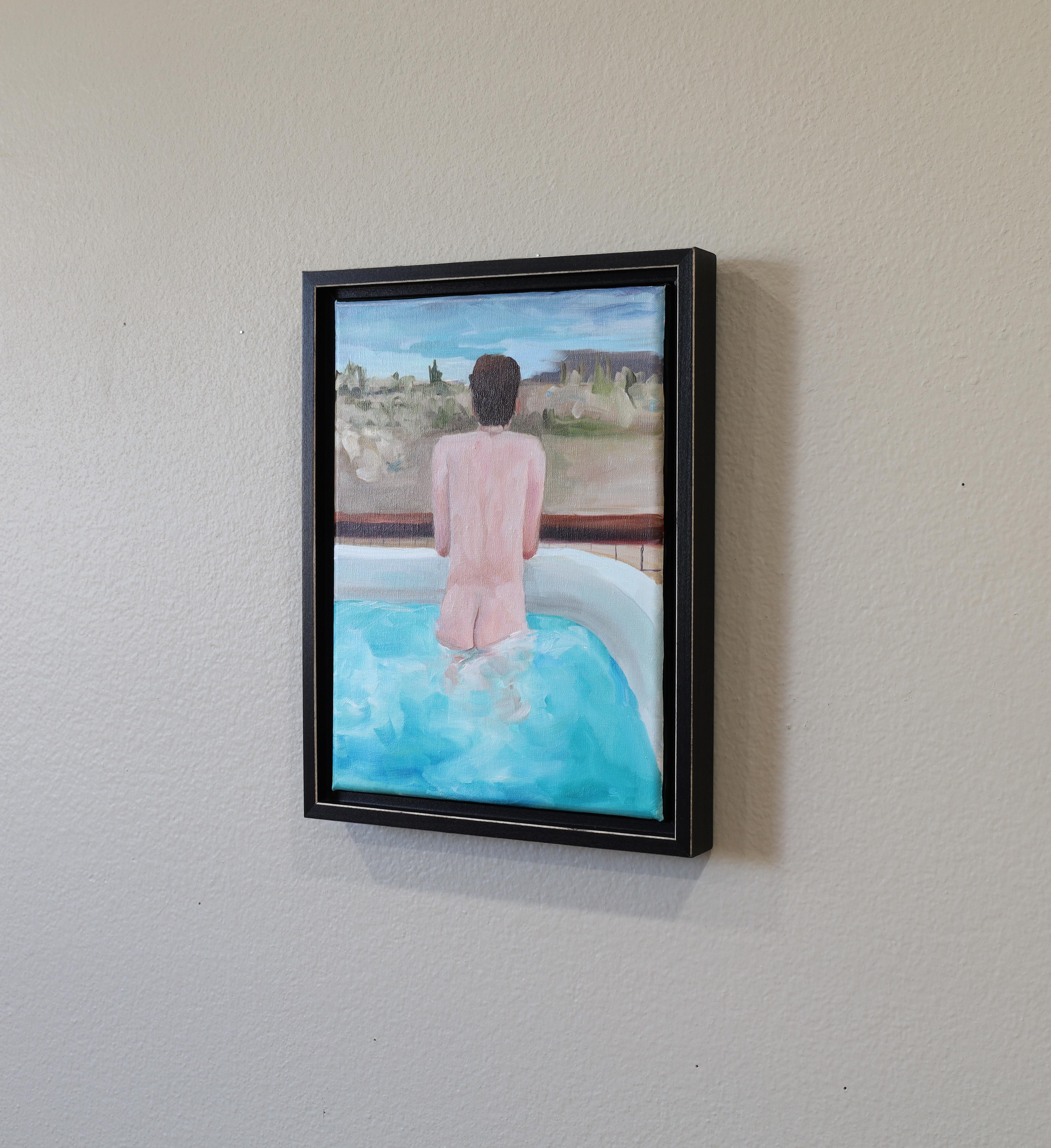 “Hot Tub During a Cold Dawn”- oil on linen, framed For Sale 3
