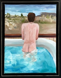 “Hot Tub During a Cold Dawn”- oil on linen, framed