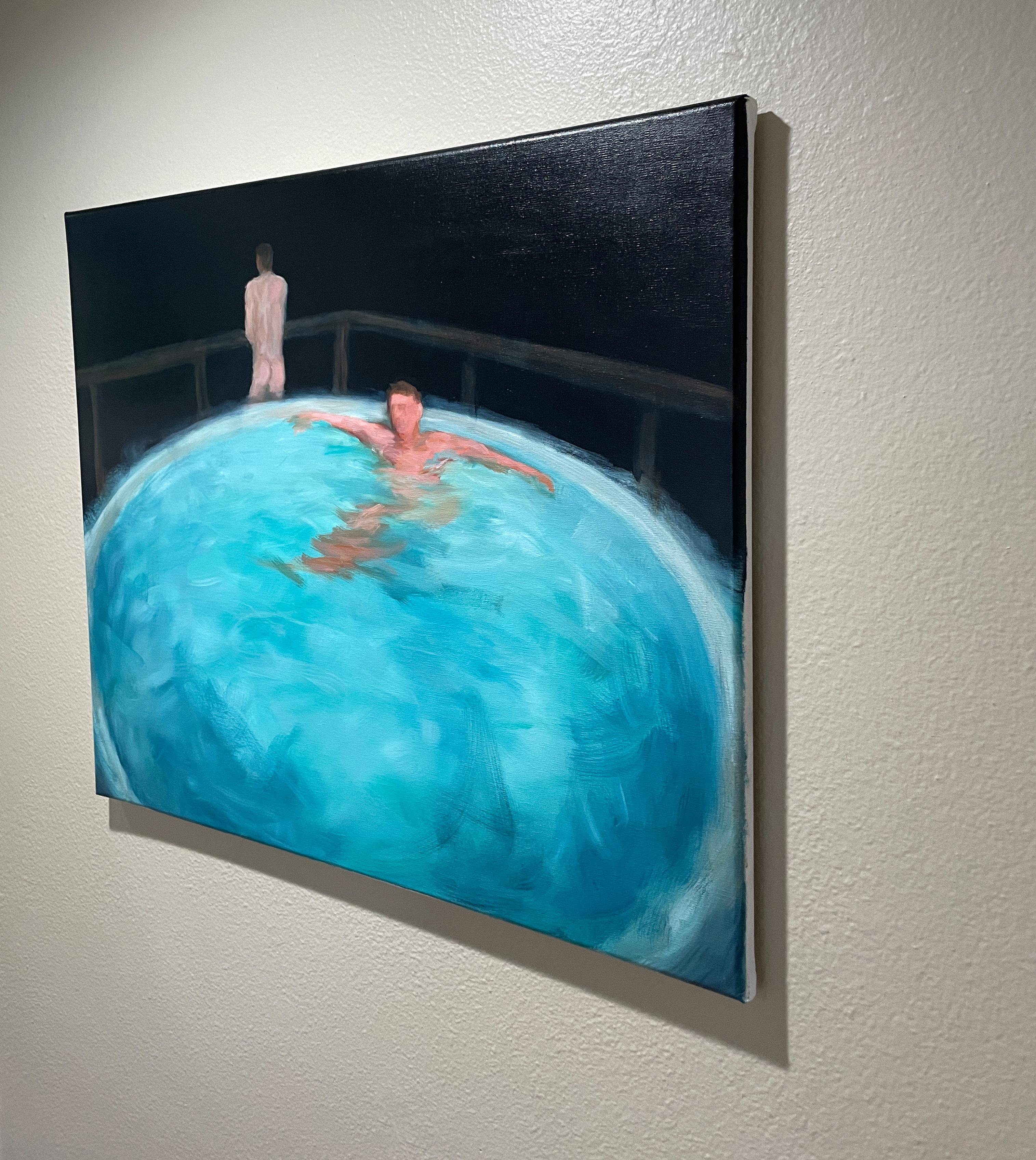 Banca della memoria - olio su lino - Figurative Painting Blu di Kory Alexander