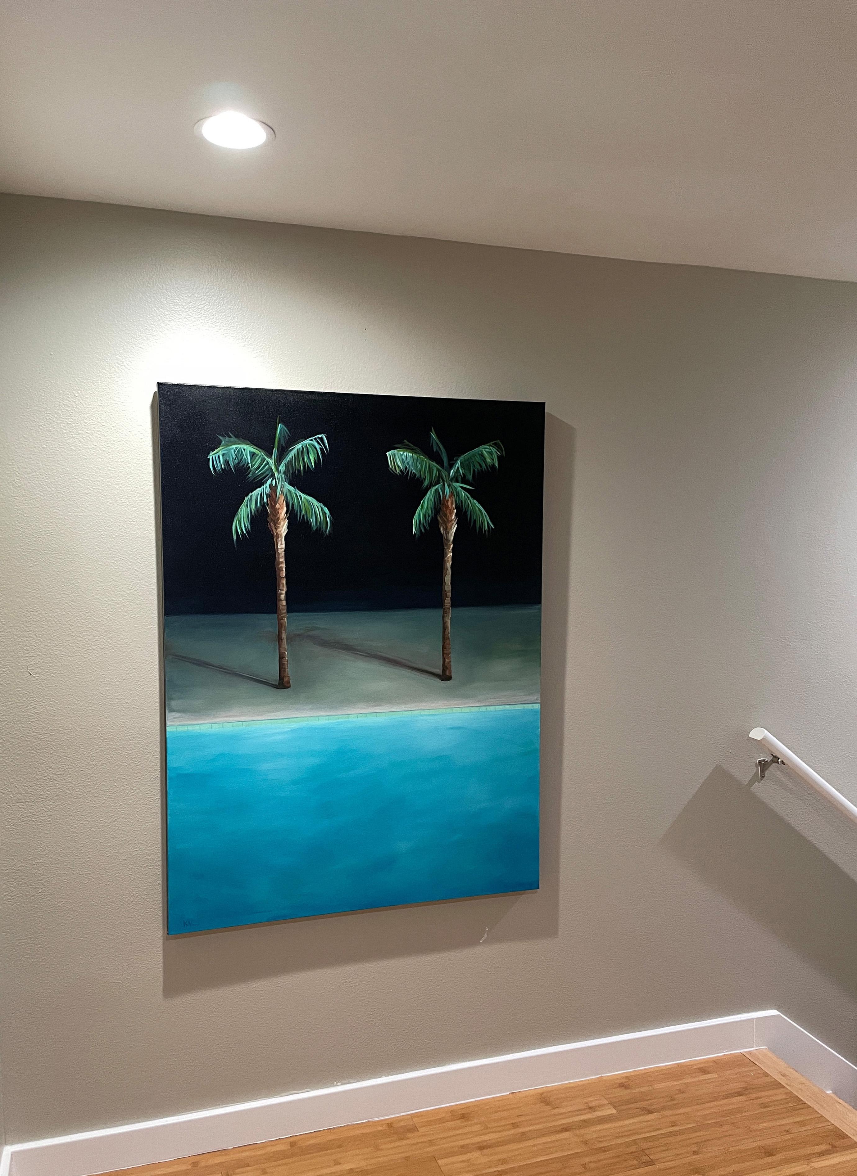Night Pool No.3 - oil on canvas - Painting by Kory Alexander
