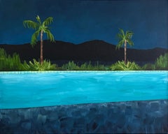 Night Pool - oil on canvas, framed