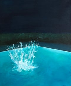 "Night Splash No. 1- oil on canvas, framed