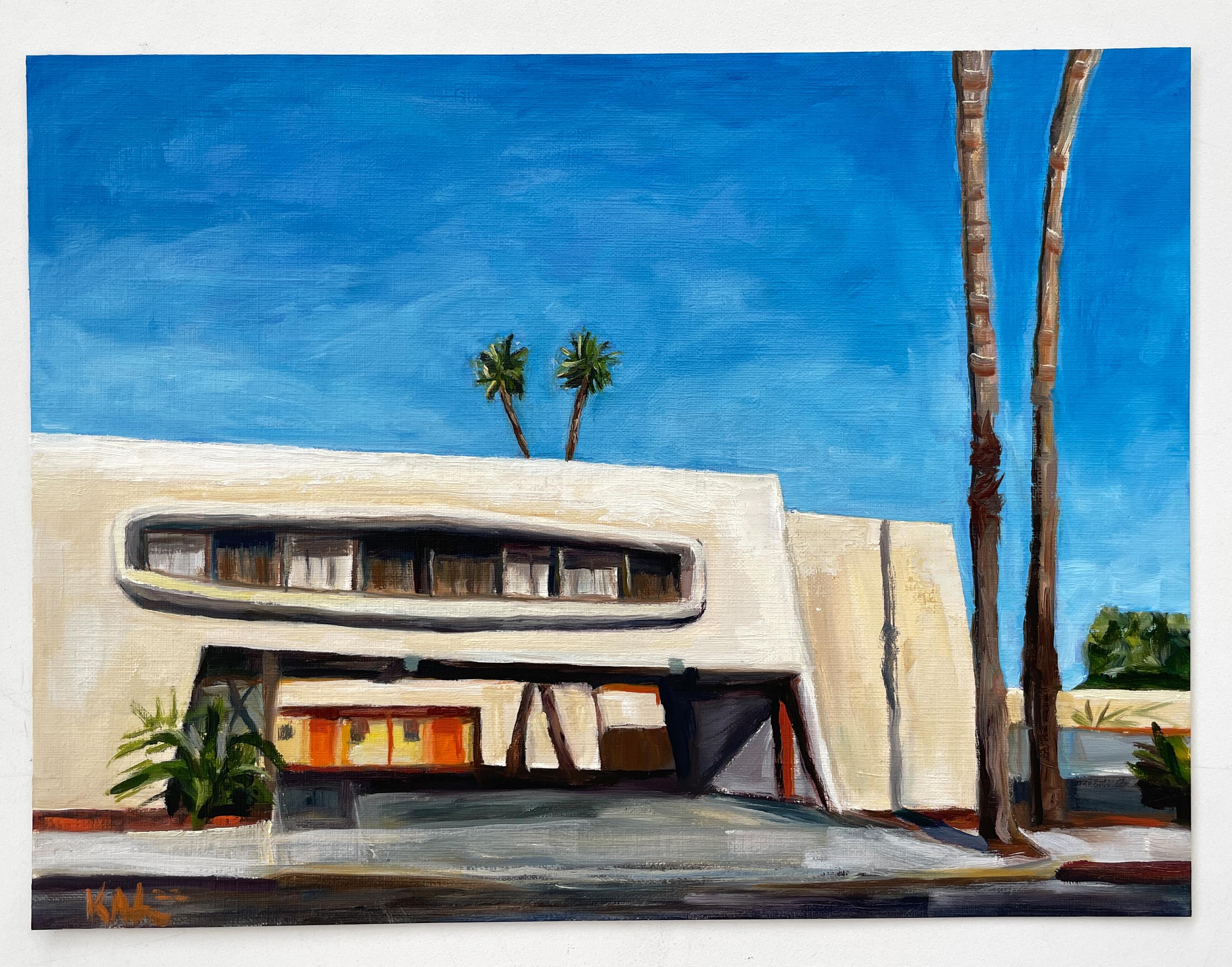 Palm Springs Hotel No.6- oil on paper - Painting by Kory Alexander