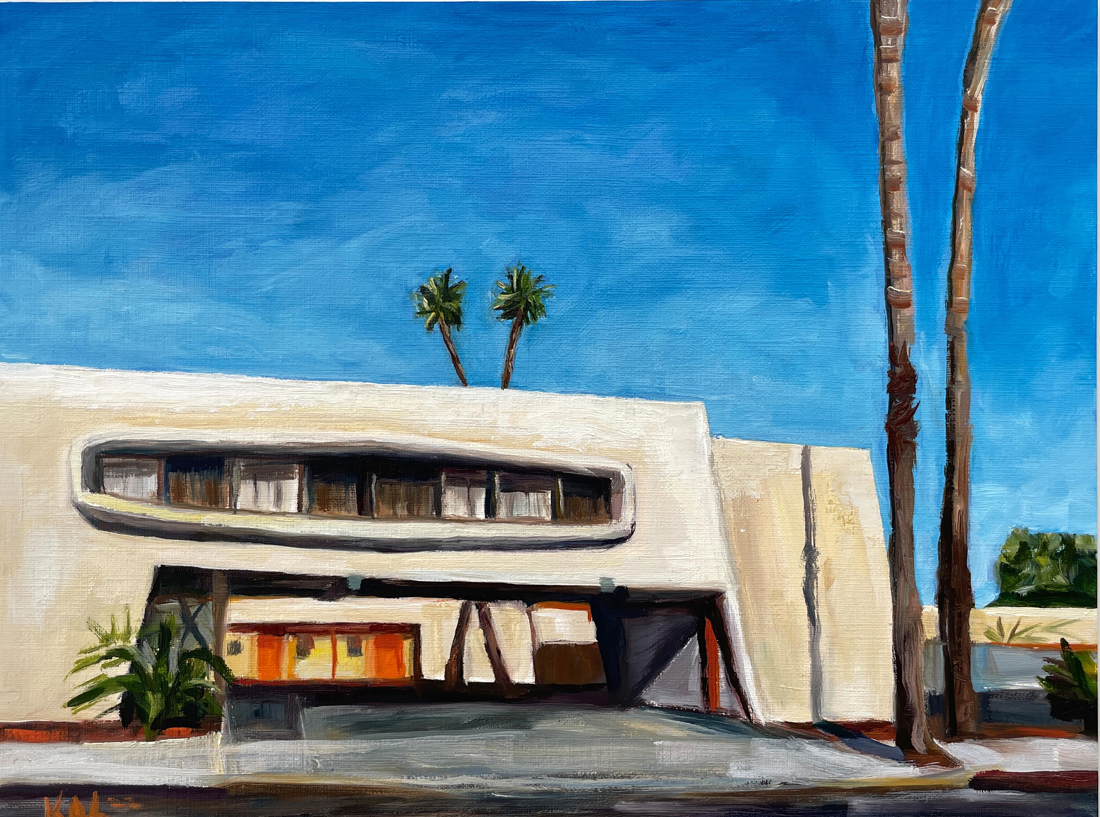 Kory Alexander Figurative Painting - Palm Springs Hotel No.6- oil on paper