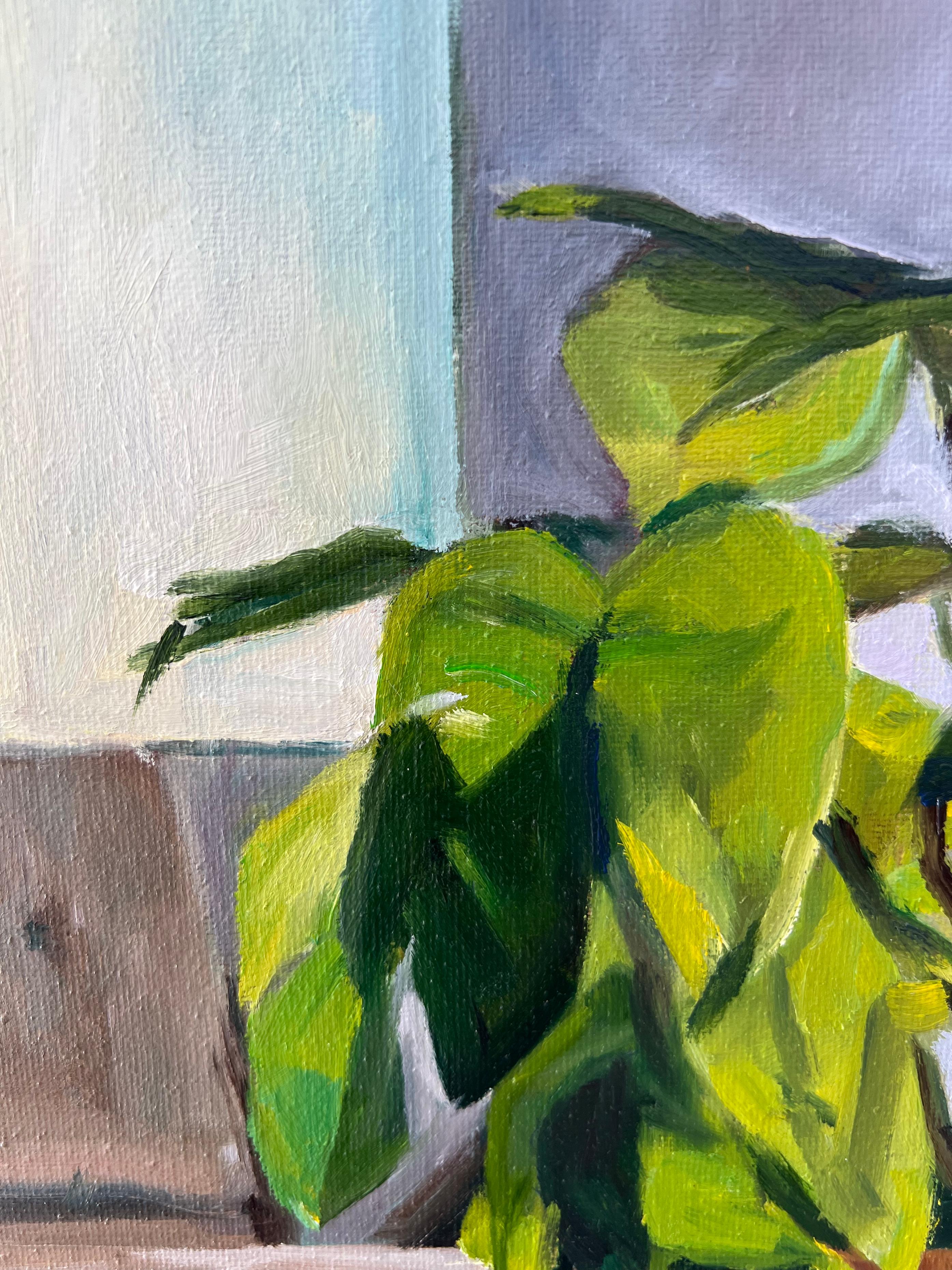 Plastic House Plant - oil on canvas - Brown Figurative Painting by Kory Alexander