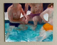 „Blick auf den Pool (kurzsichtig)“ Öl auf Platte