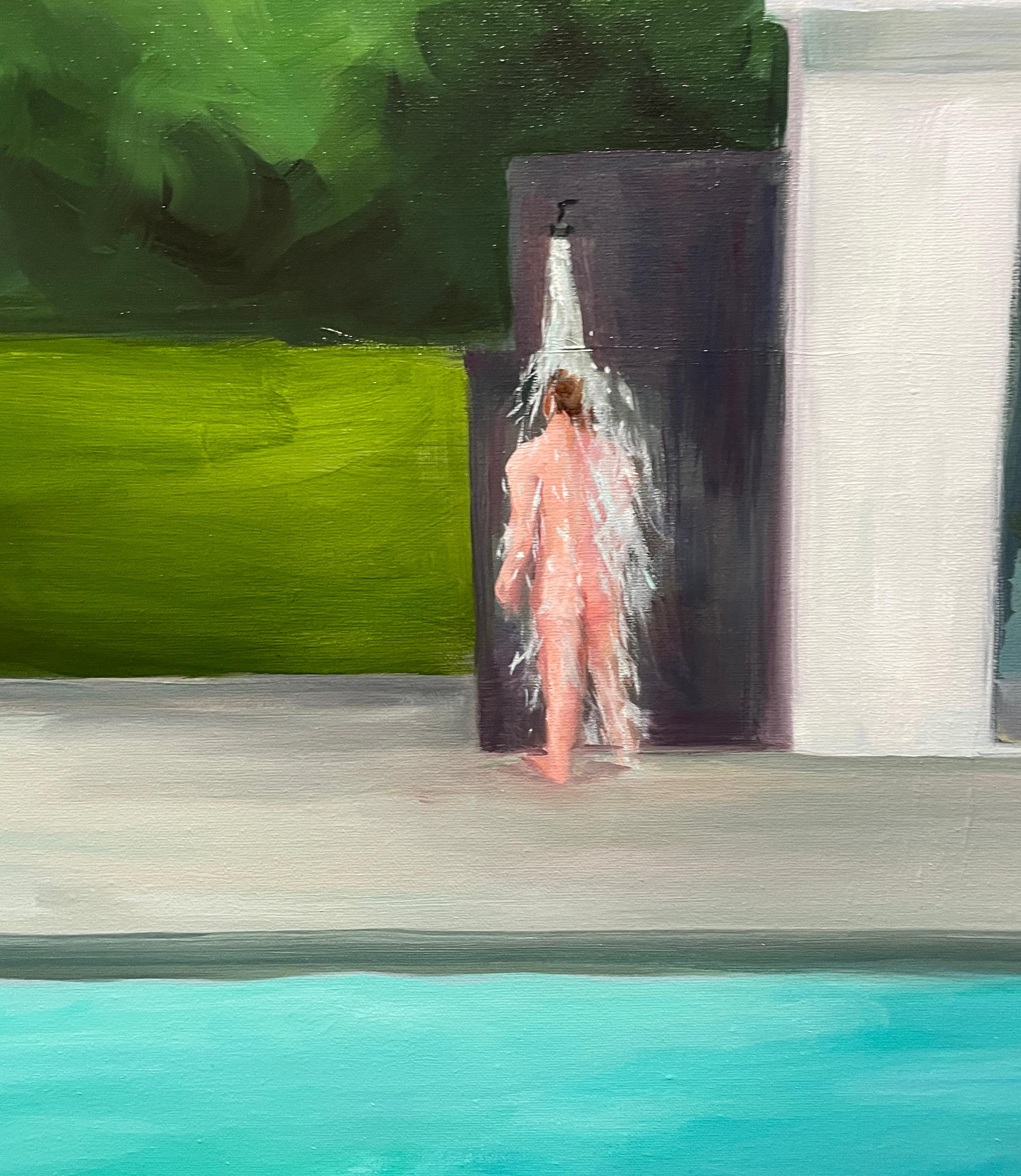 Rinse Off - Öl auf Leinwand (Blau), Figurative Painting, von Kory Alexander