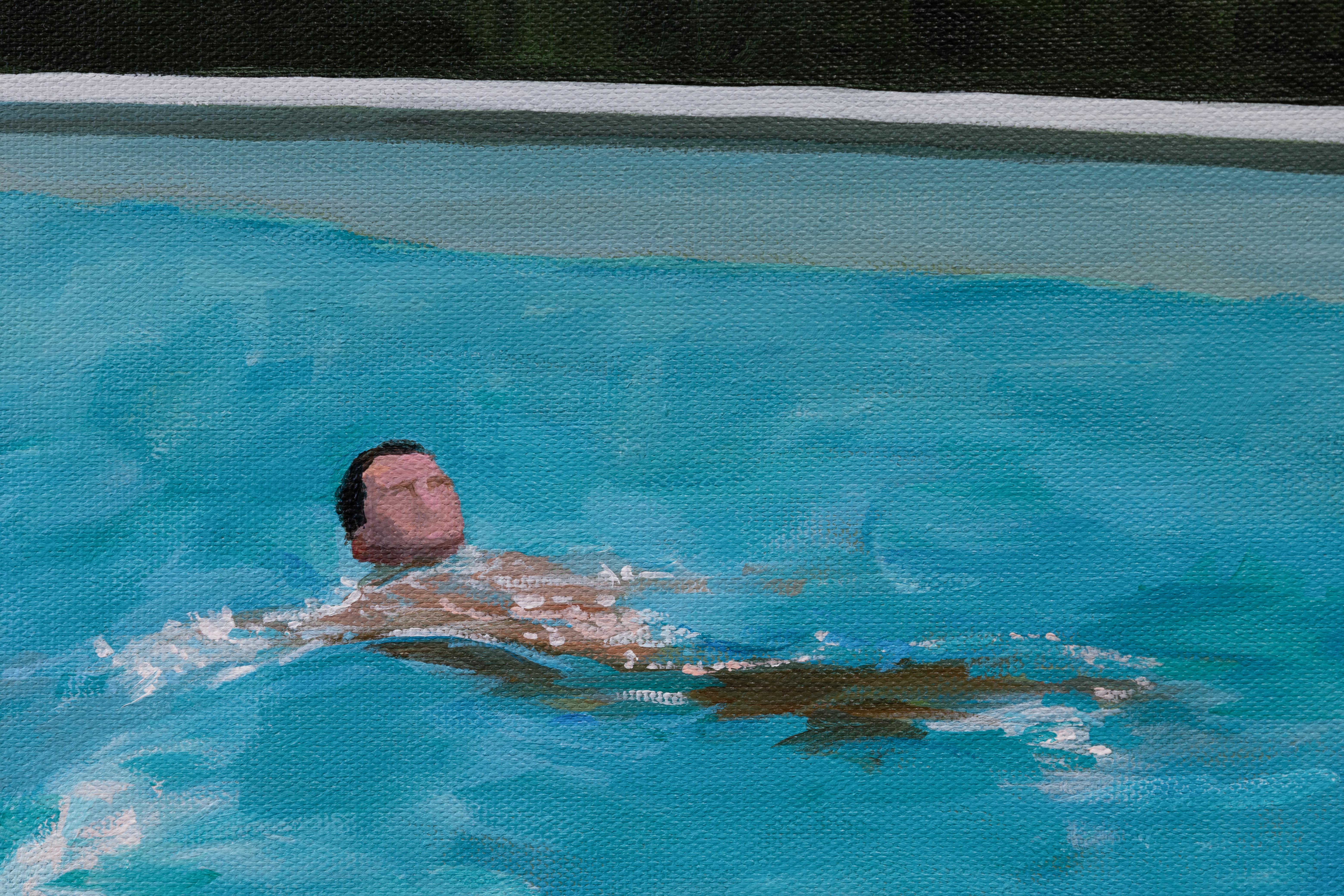 “Single Swimmer No. 2”- acrylic on canvas - Painting by Kory Alexander