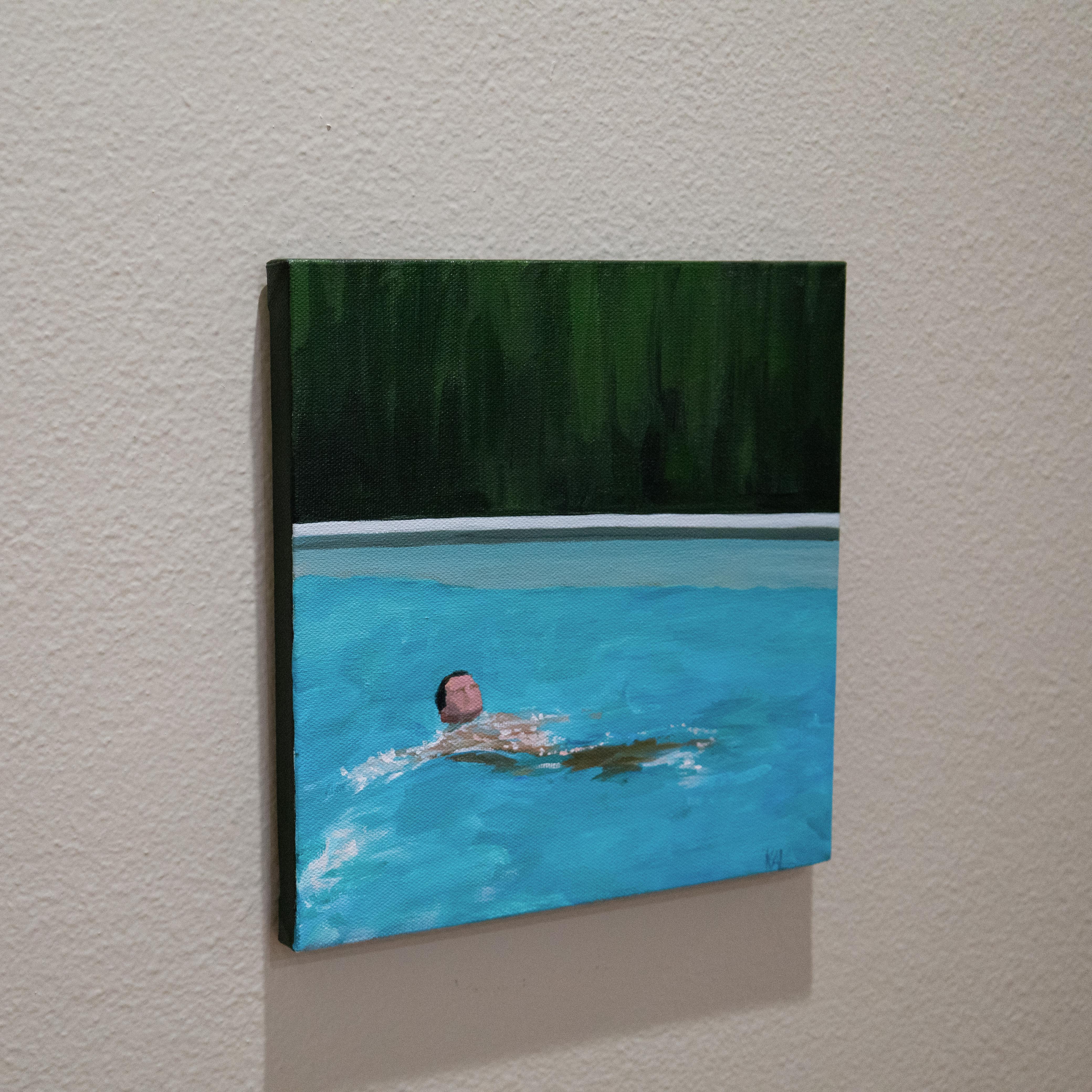 “Single Swimmer No. 2”- acrylic on canvas For Sale 1