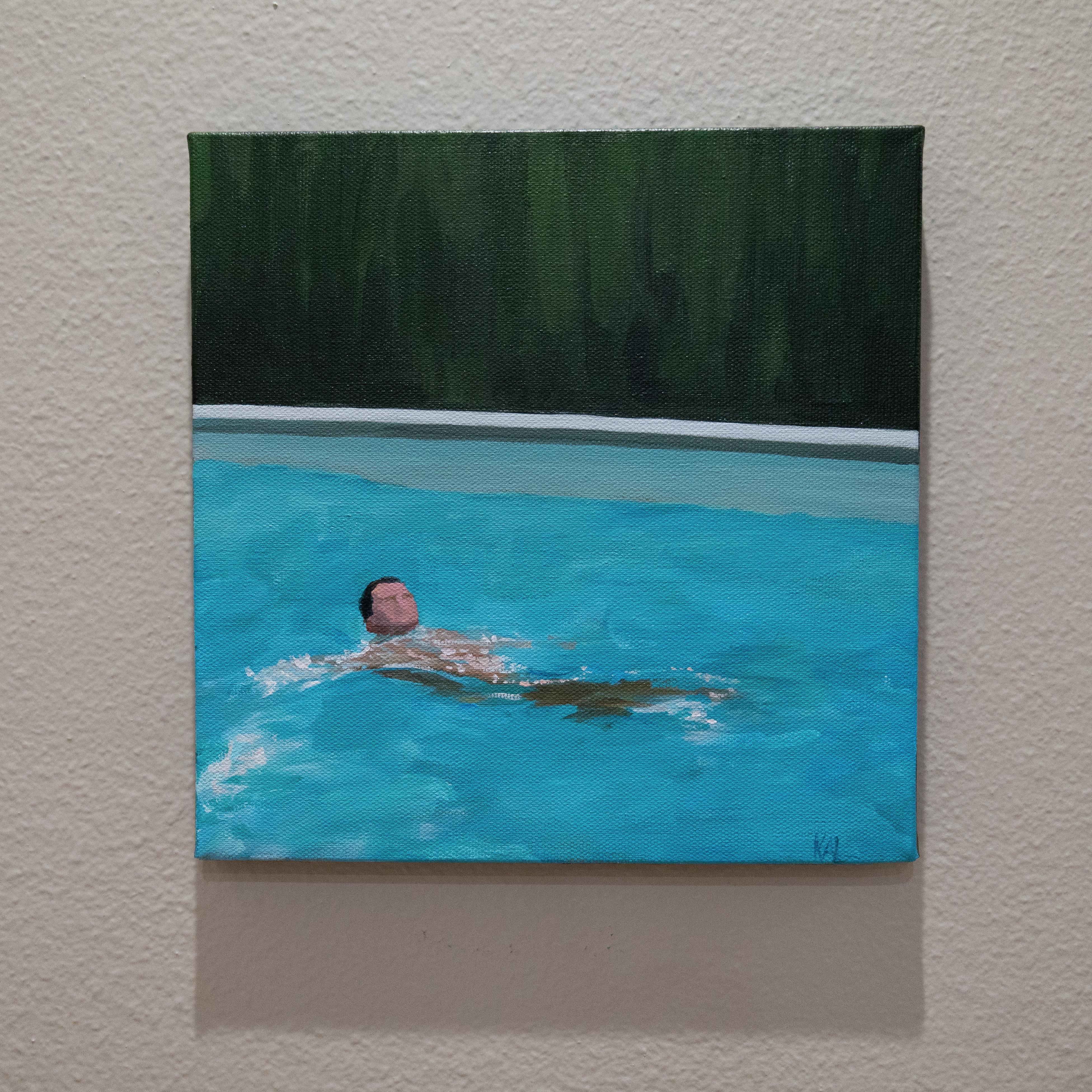 “Single Swimmer No. 2”- acrylic on canvas For Sale 1
