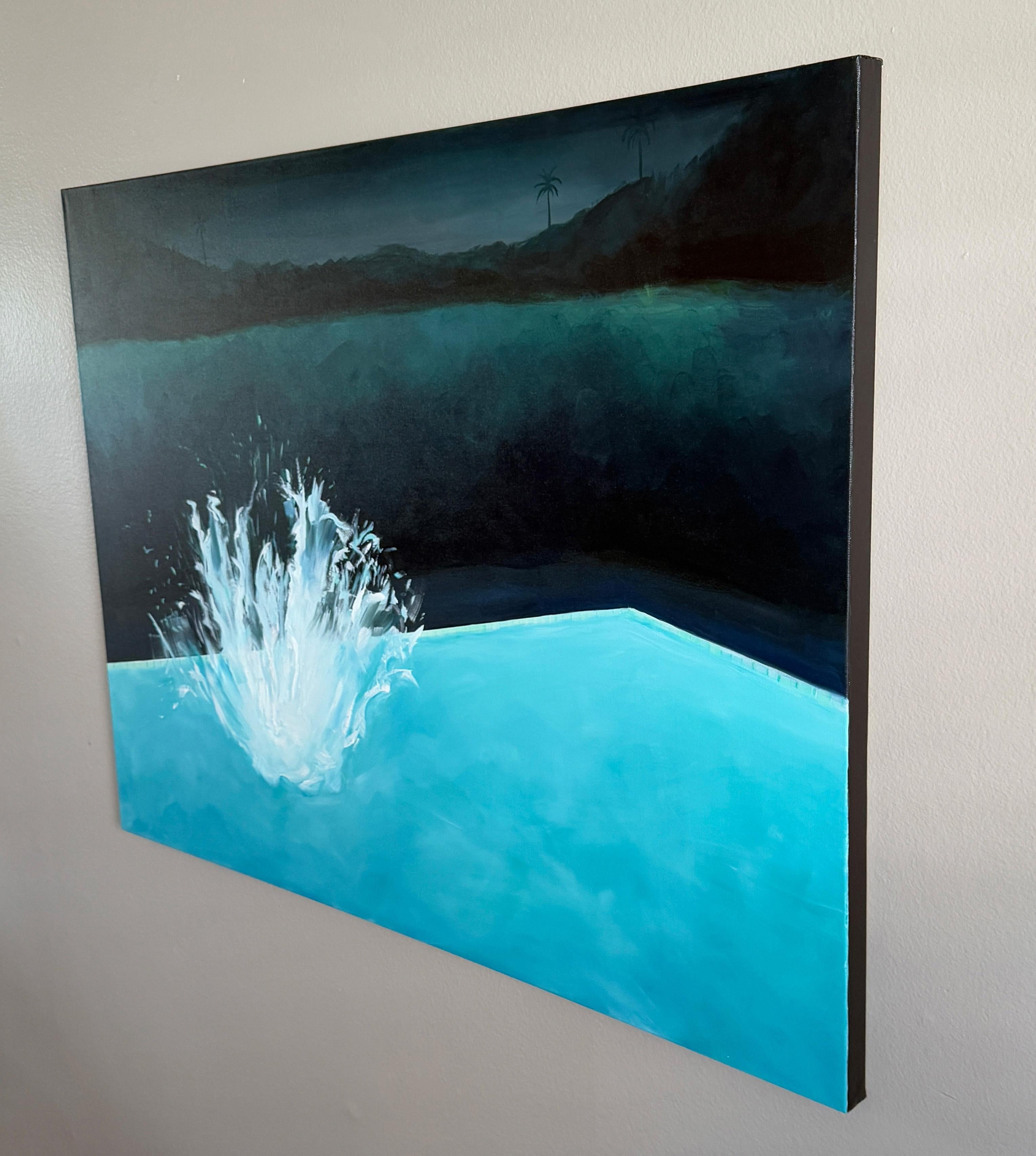 Night Splash No.2- oil on canvas - Black Figurative Painting by Kory Alexander