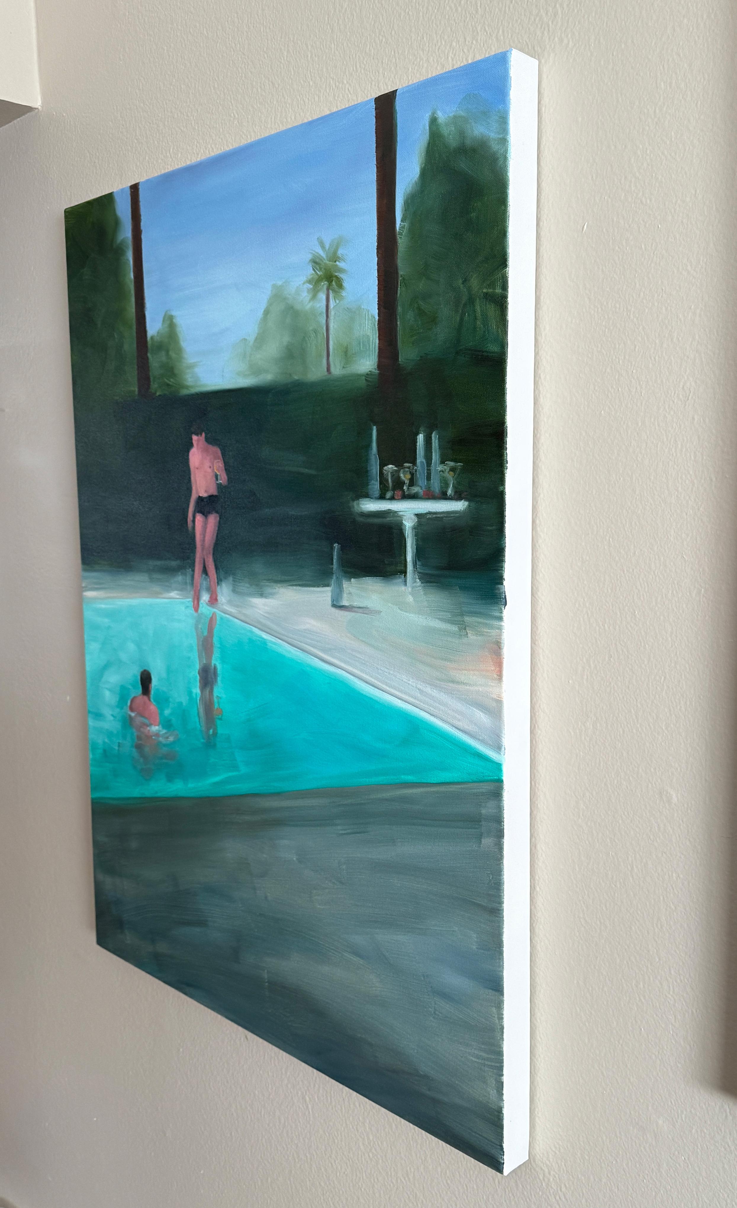 The Last Two at the Party - oil on canvas - Blue Figurative Painting by Kory Alexander