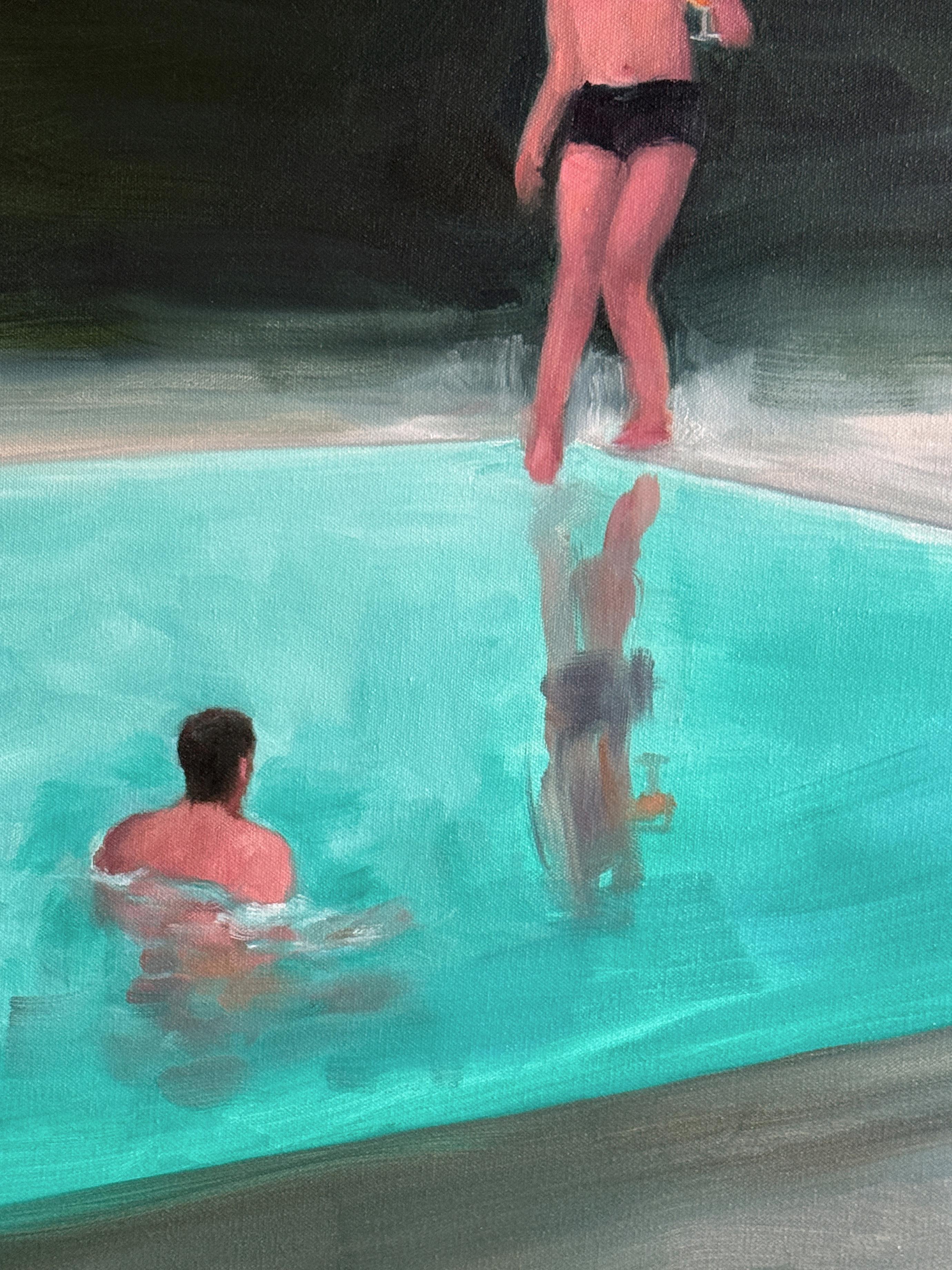 The Last Two at the Party - oil on canvas For Sale 1