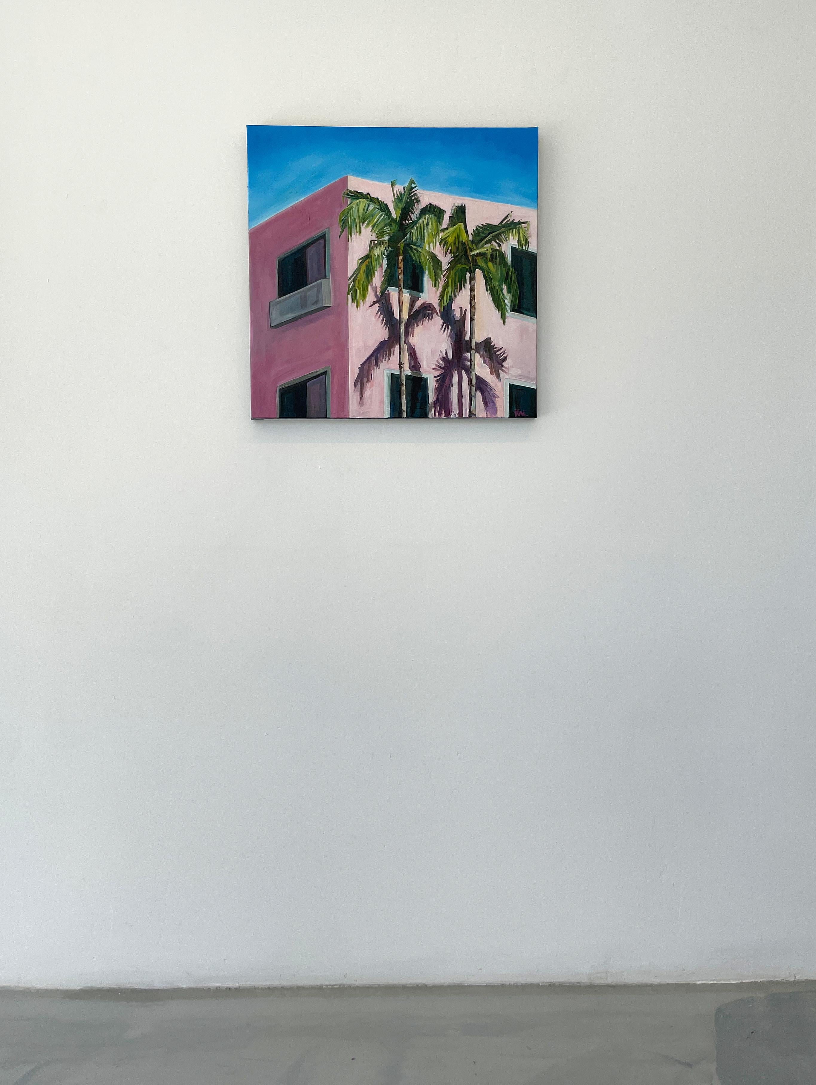 Two Palms of Santa Monica Blvd.- oil on canvas For Sale 1