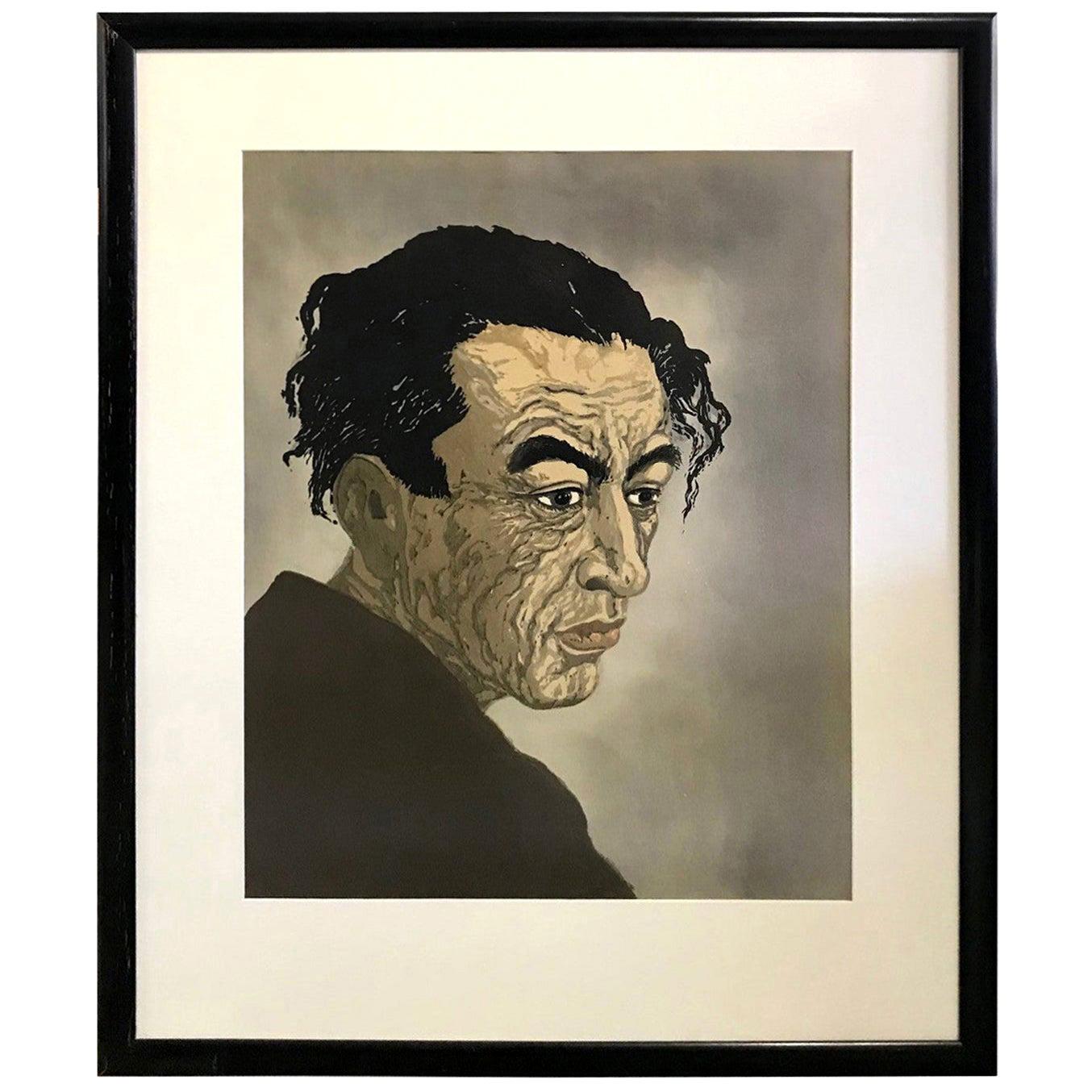 Koshiro Onchi Japanese Woodblock Print Portrait of the Poet Hagiwara Sakutaro