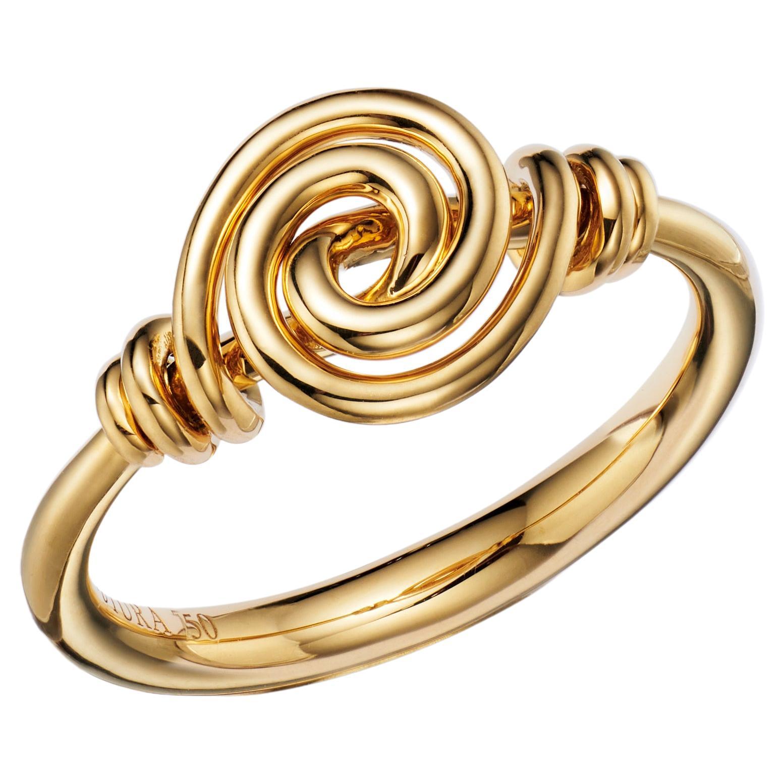 For Sale:  Kosmis Spiral Javanese Signet Ring 18 Karat Fairmined Ecological Yellow Gold