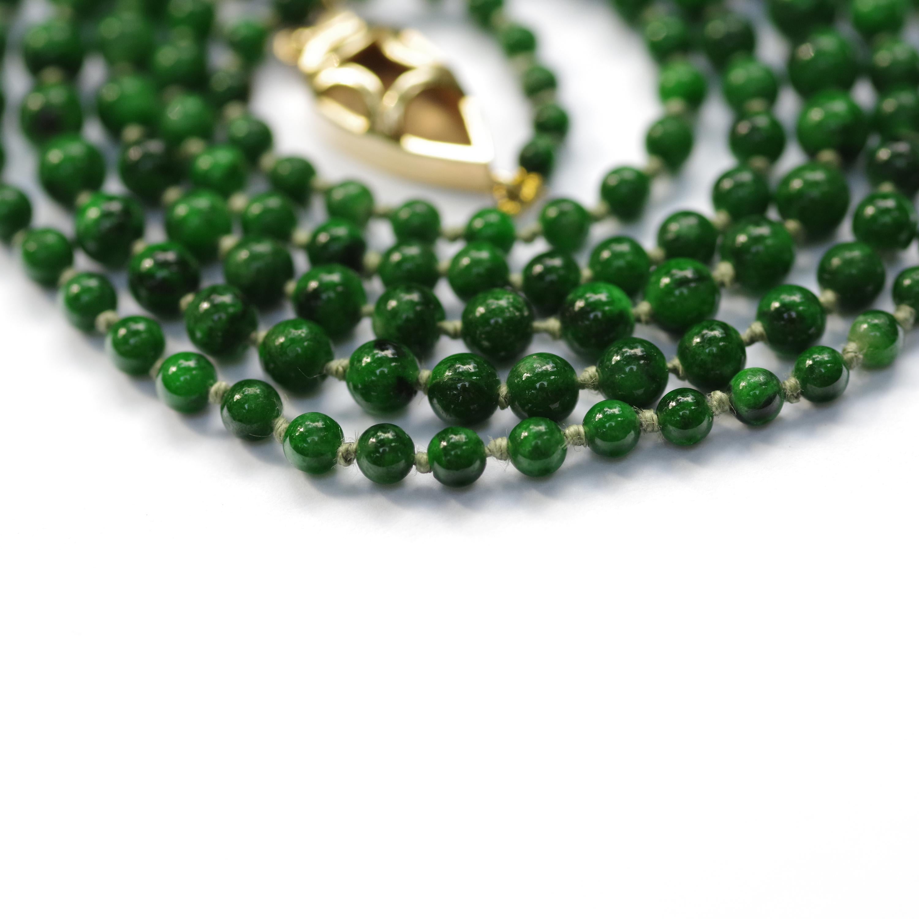 Contemporary Kosmochlor-Jadeite Jade Beaded Necklace or Bracelet