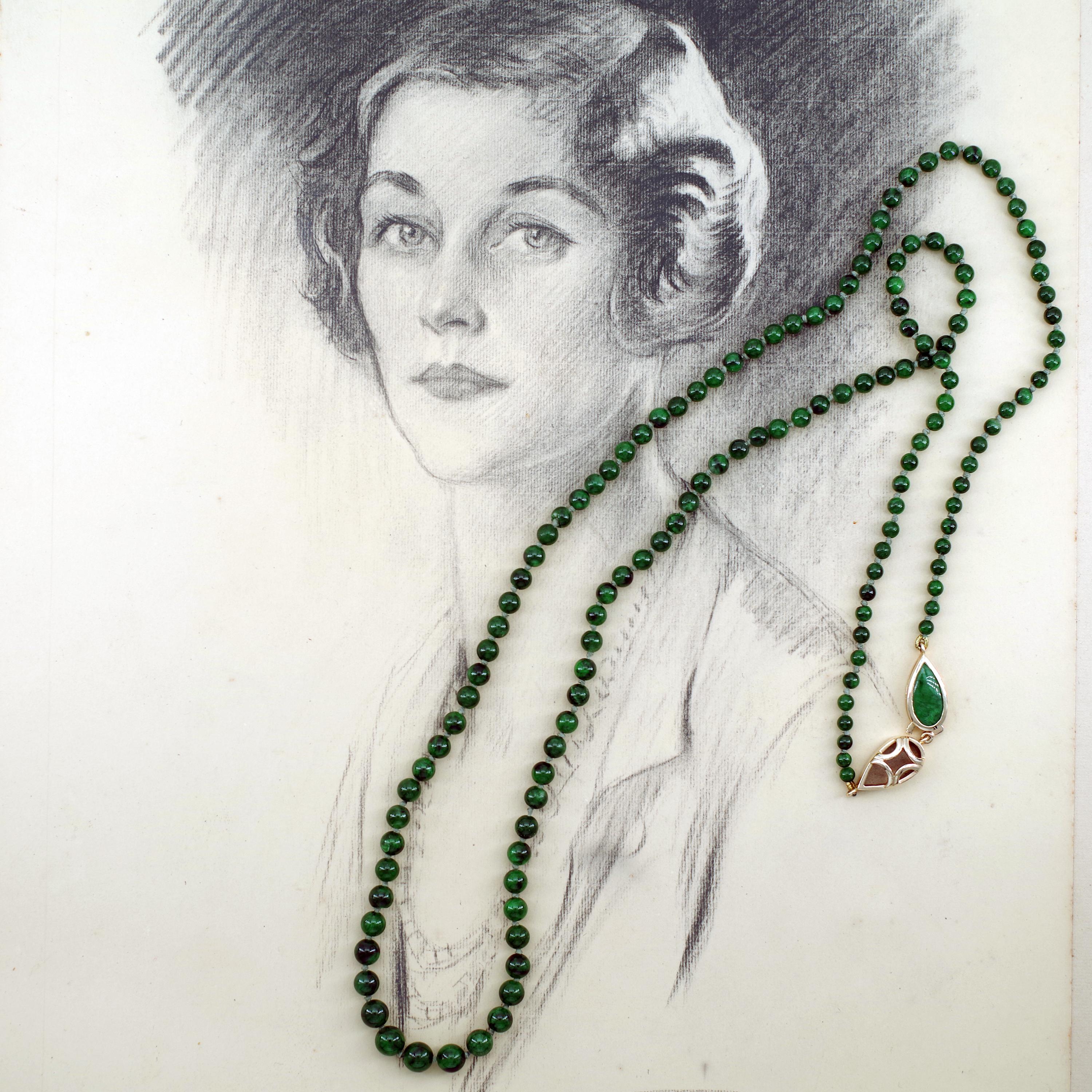 Women's or Men's Kosmochlor-Jadeite Jade Beaded Necklace or Bracelet