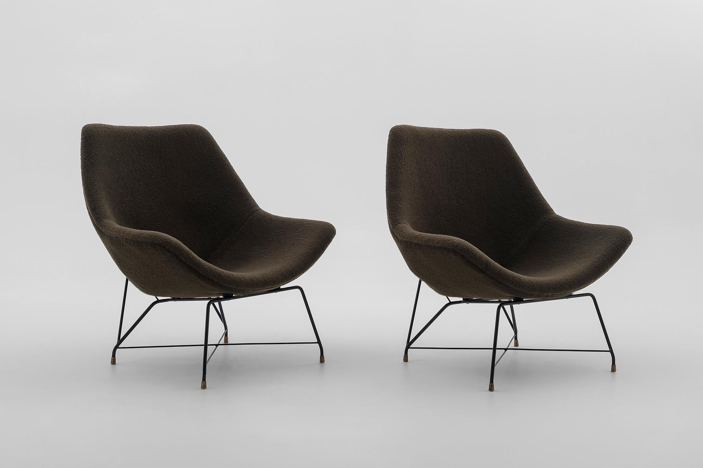 Kosmos Lounge Chairs by Augusto Bozzi for Saporiti, Italy, 1956 In Excellent Condition In Rotterdam, NL