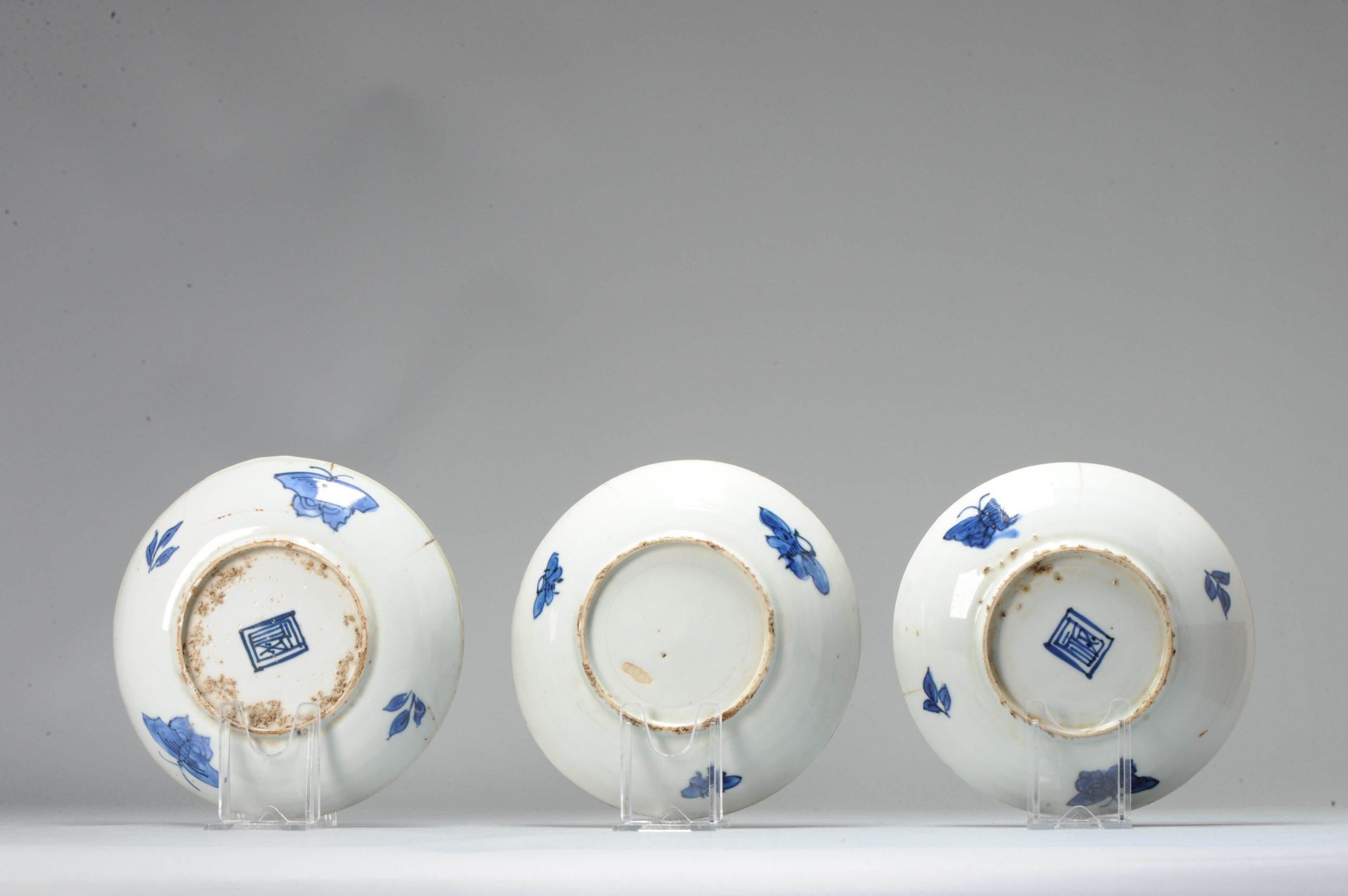 Kosometsuke Antique Chinese Ming Dynasty Plates China Porcelain Blue and White In Good Condition For Sale In Amsterdam, Noord Holland