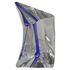 Kosta Boda Ann Walff Art Glass Sculpture, Clear with Blue