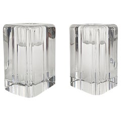 Kosta Boda Anna Ehrner Short Crystal Candle Holders, Pair