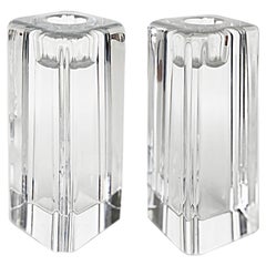 Kosta Boda Anna Ehrner Tall Crystal Candle Holders, Pair