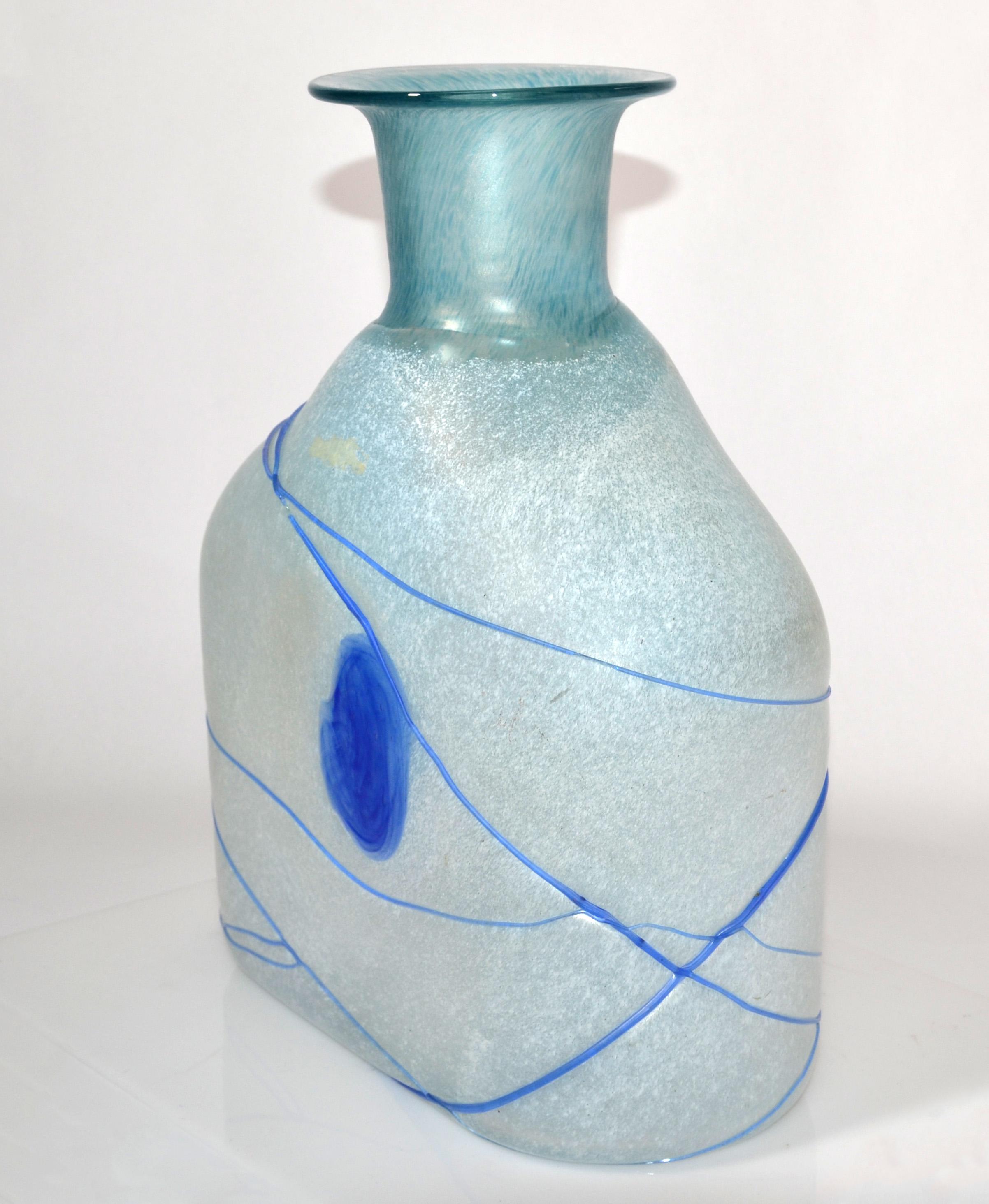 Scandinavian Modern Kosta Boda Bertil Vallien Blue Galaxy Art Glass Vase Decanter Scandinavian 1950  For Sale