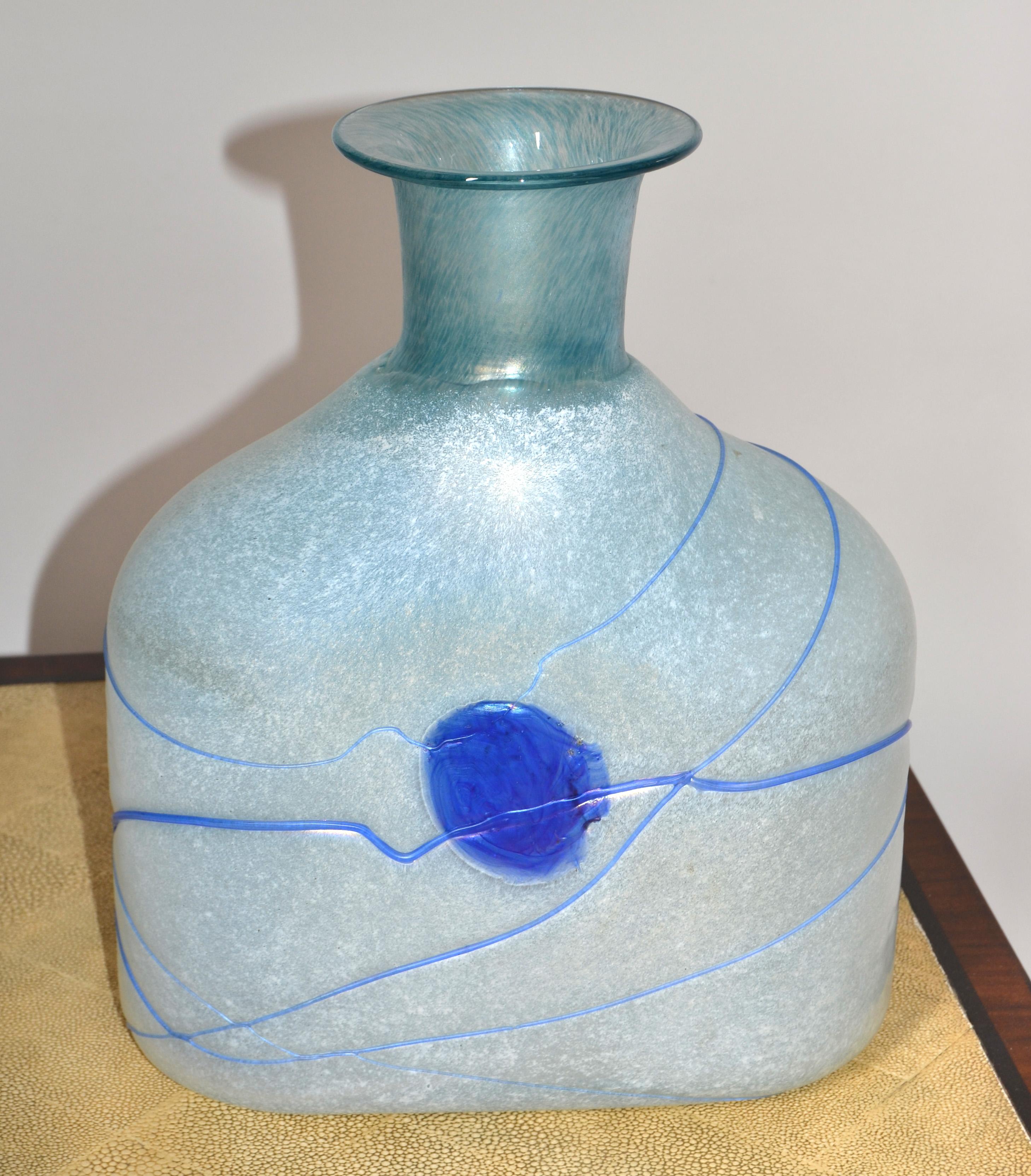Swedish Kosta Boda Bertil Vallien Blue Galaxy Art Glass Vase Decanter Scandinavian 1950  For Sale