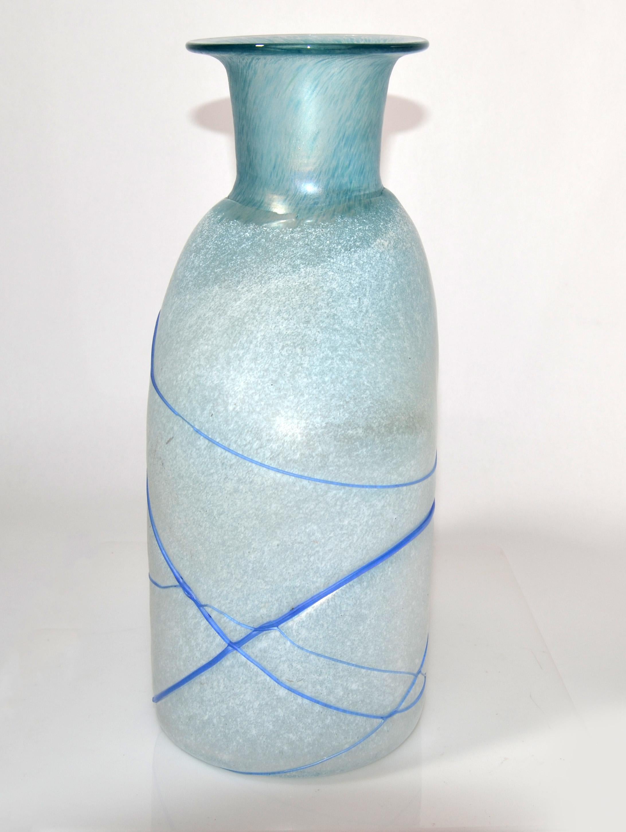 Hand-Crafted Kosta Boda Bertil Vallien Blue Galaxy Art Glass Vase Decanter Scandinavian 1950  For Sale