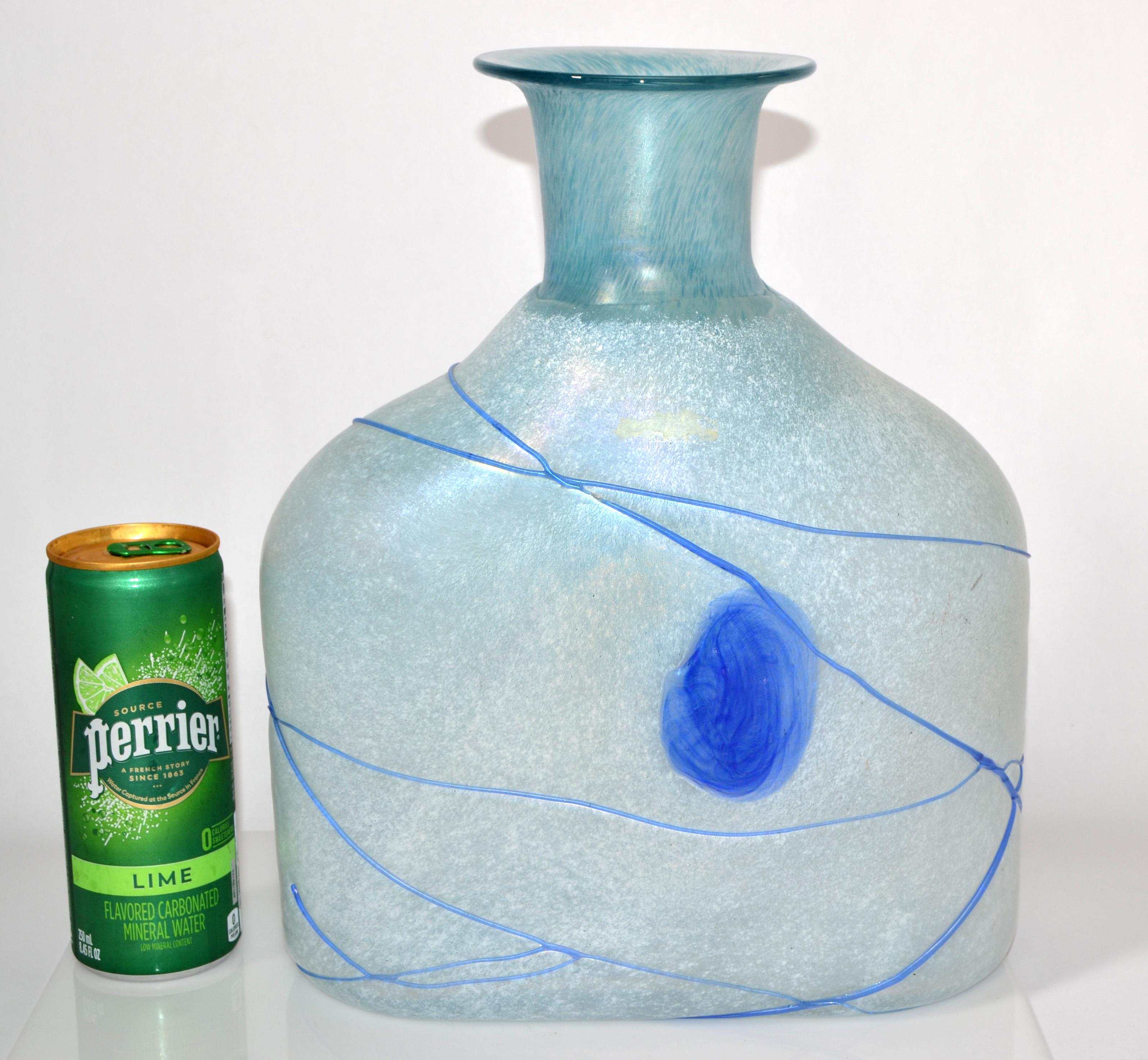 20th Century Kosta Boda Bertil Vallien Blue Galaxy Art Glass Vase Decanter Scandinavian 1950  For Sale