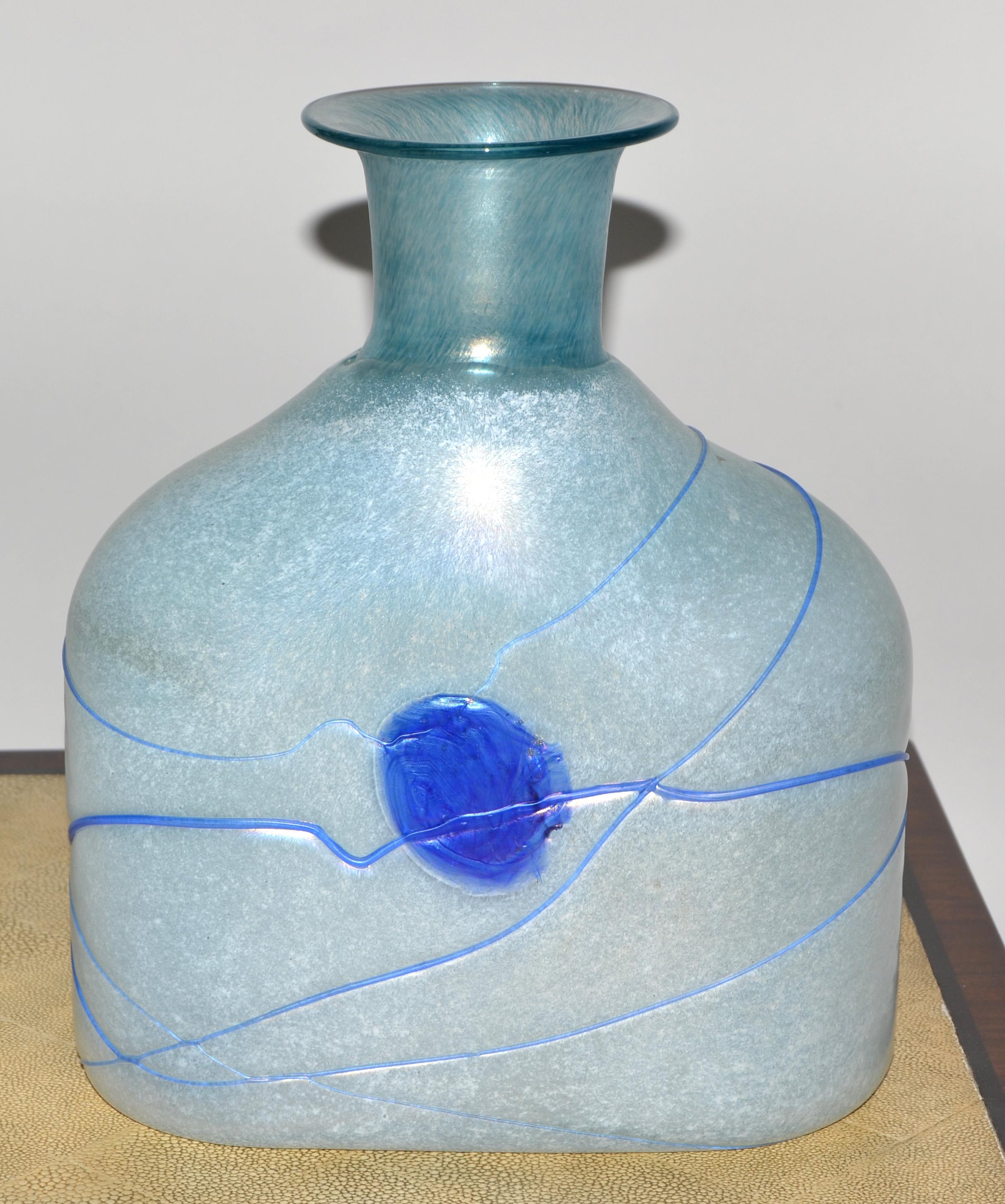 Kosta Boda Bertil Vallien Blue Galaxy Art Glass Vase Decanter Scandinavian 1950  For Sale 1