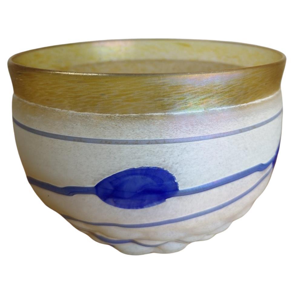 Kosta Boda Bertil Vallien blue glass bowl, signed, 1970's For Sale