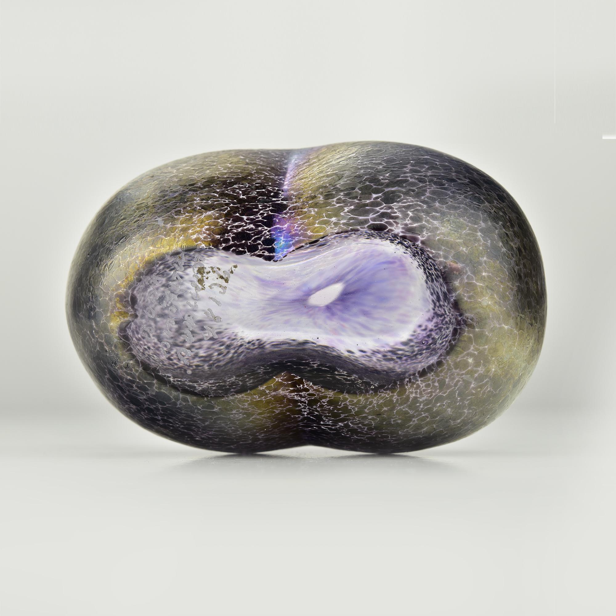 Late 20th Century Kosta Boda Bertil Vallien Volcano Series Mini Object Vase, Double Bubble 48136 For Sale