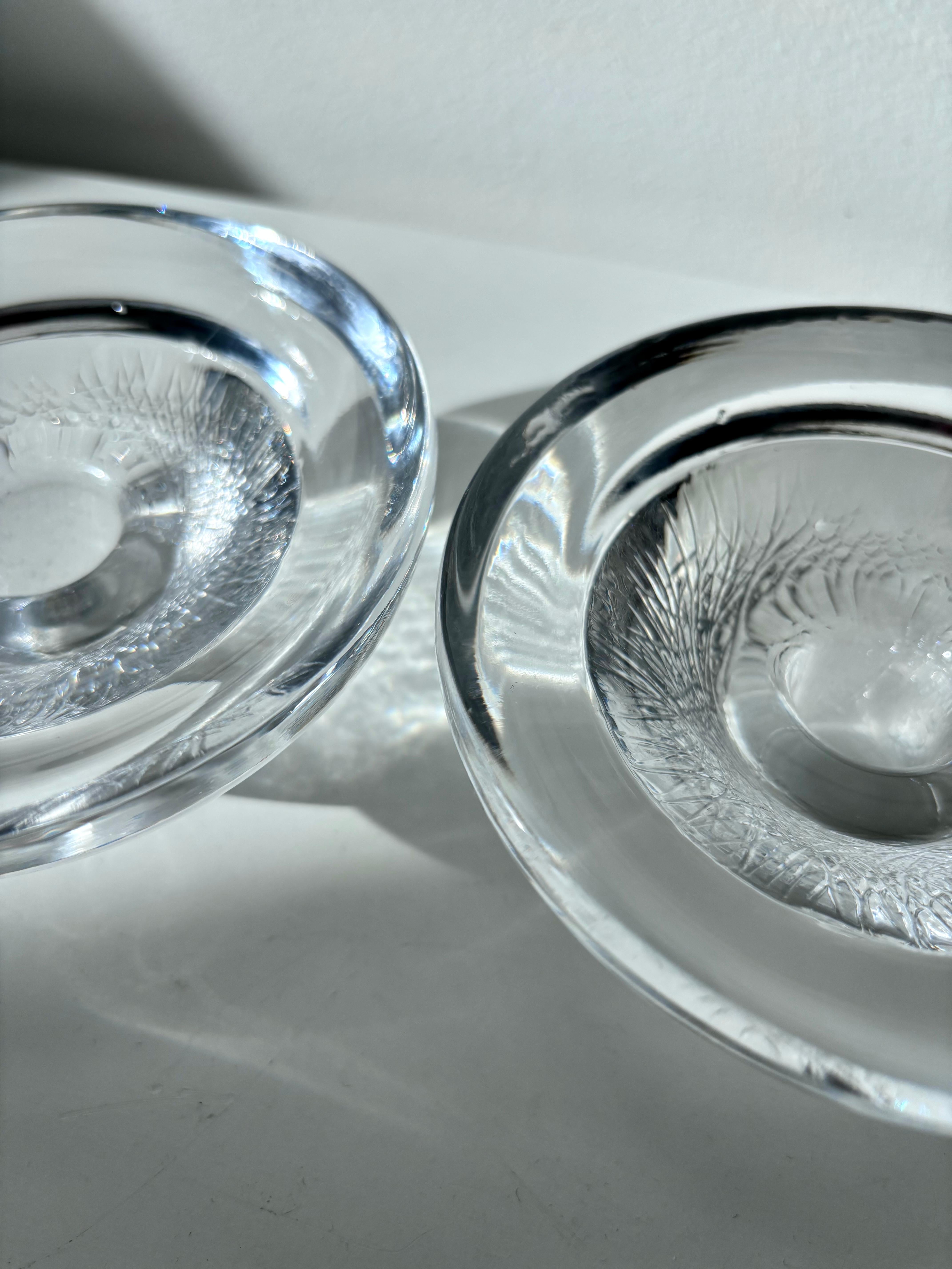 Swedish Kosta Boda 'Brava' Glass Candlesticks by Ann & Göran Wärff — Set of Two, Sweden For Sale
