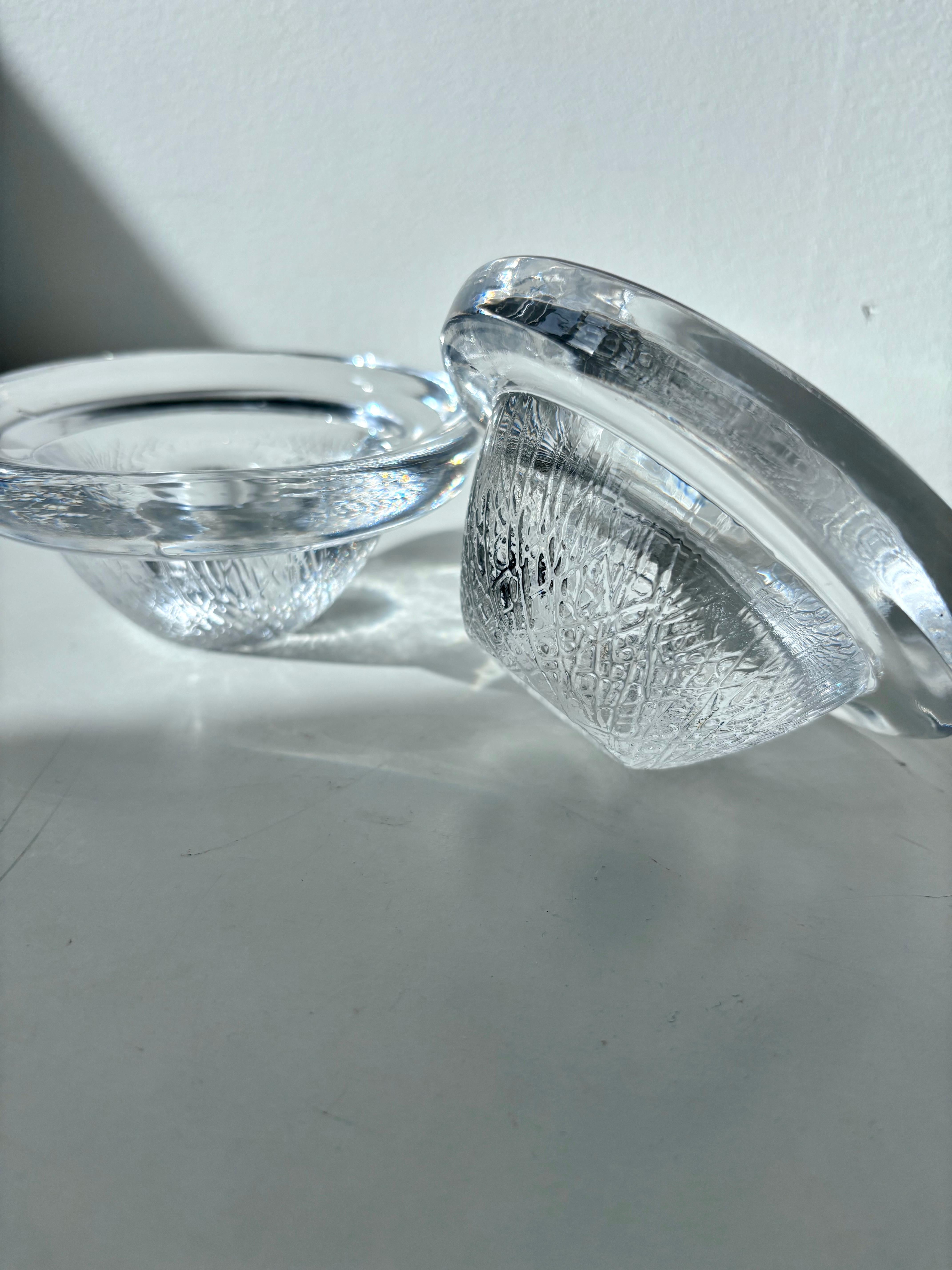 Kosta Boda 'Brava' Glass Candlesticks by Ann & Göran Wärff — Set of Two, Sweden In Good Condition For Sale In Västra Frölunda, SE