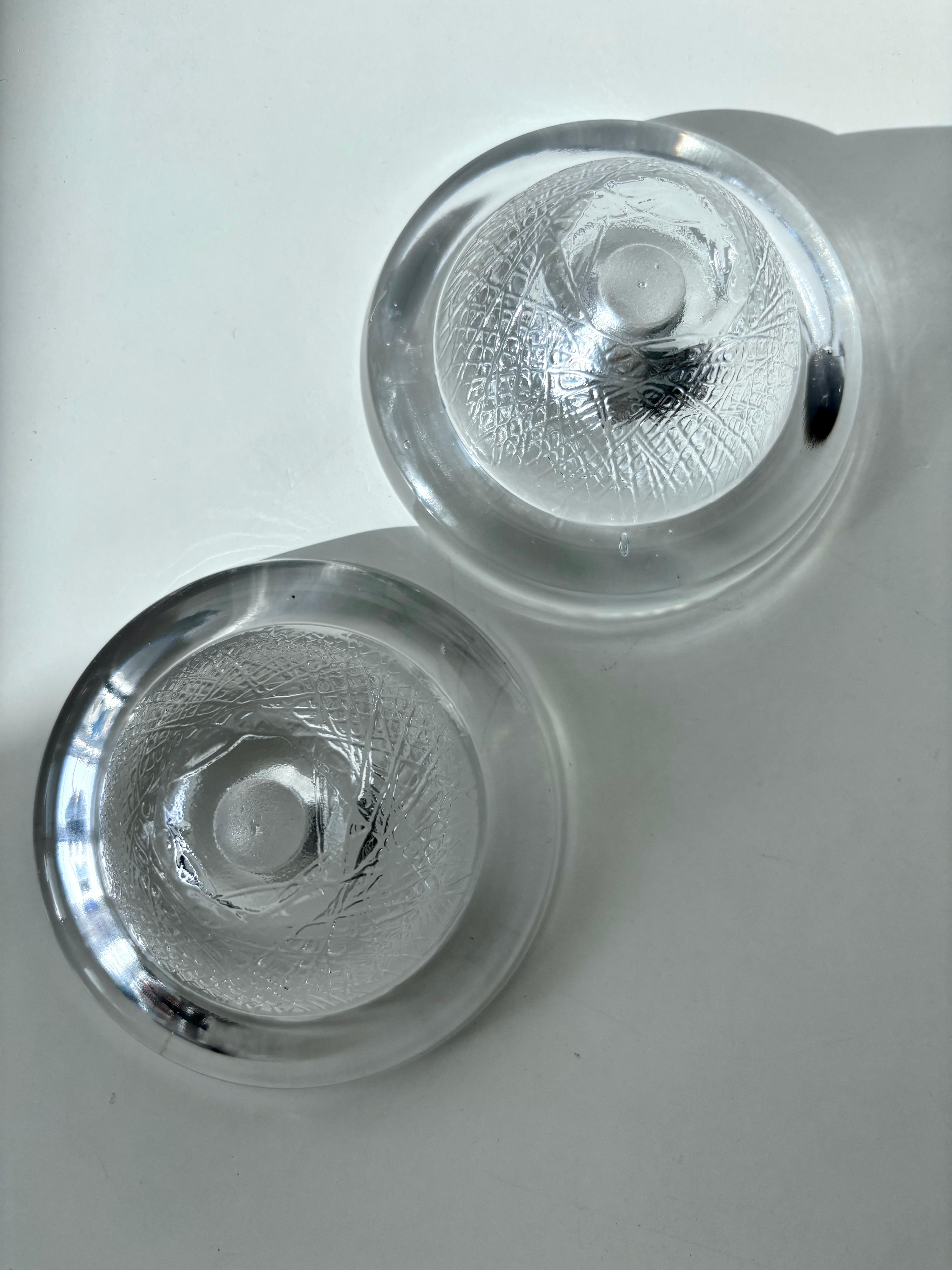 Late 20th Century Kosta Boda 'Brava' Glass Candlesticks by Ann & Göran Wärff — Set of Two, Sweden For Sale
