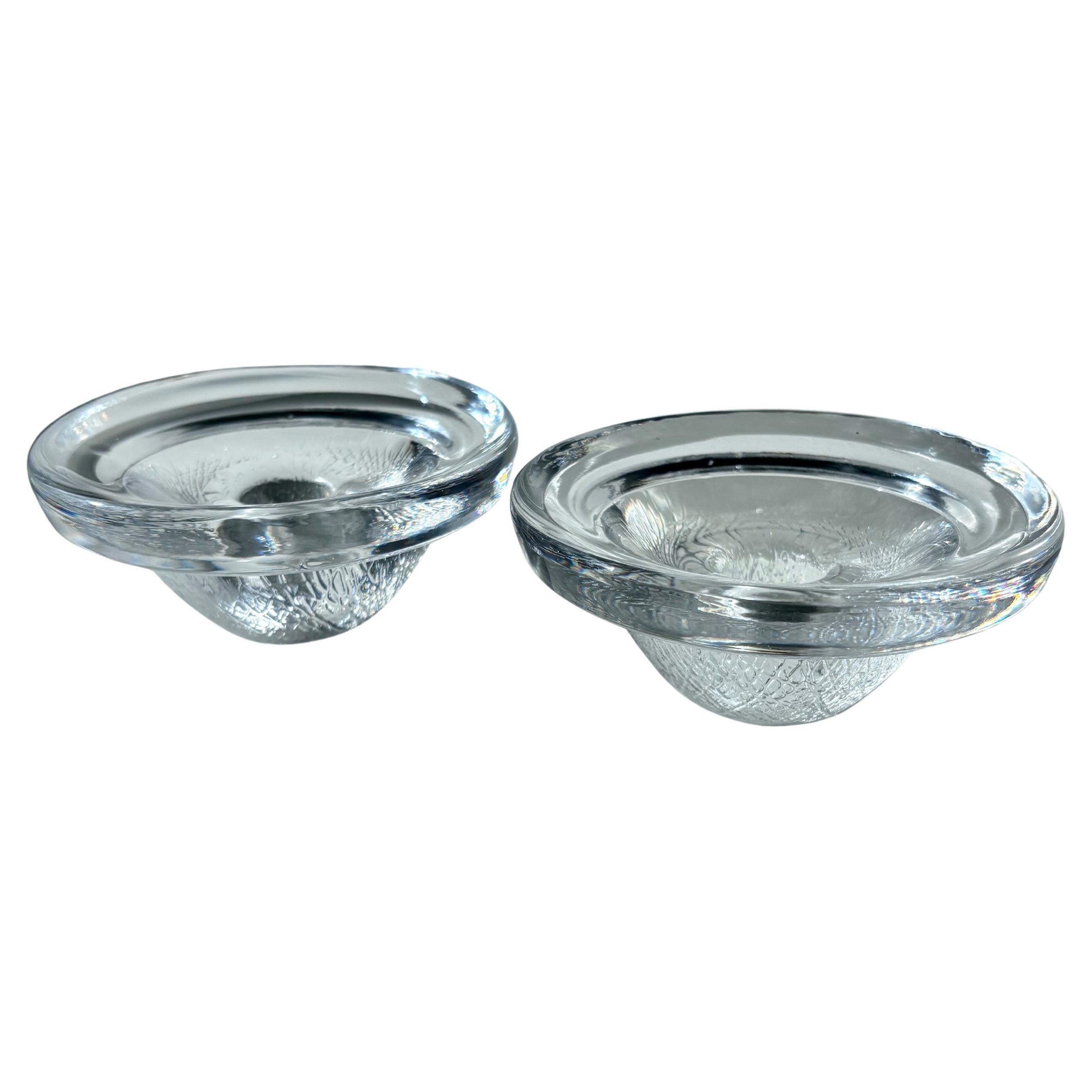 Kosta Boda 'Brava' Glass Candlesticks by Ann & Göran Wärff — Set of Two, Sweden For Sale