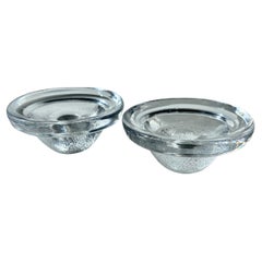 Kosta Boda 'Brava' Glass Candlesticks by Ann & Göran Wärff — Set of Two, Sweden