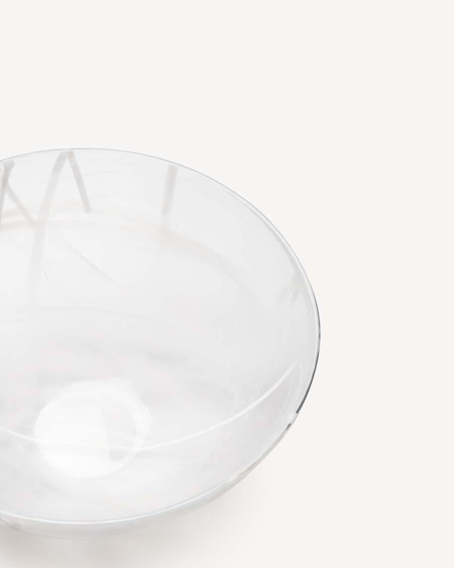 Contrast from Kosta Boda is made using a technique called centrifuging. This technique creates veils within the glass, making each product unique. The large bowl is beautiful on its own or as a fruit bowl. Design by Anna Ehrner.
