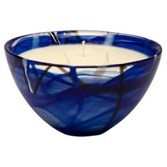 Kosta Boda - Bougeoir contrasté bleu Coast Bloom