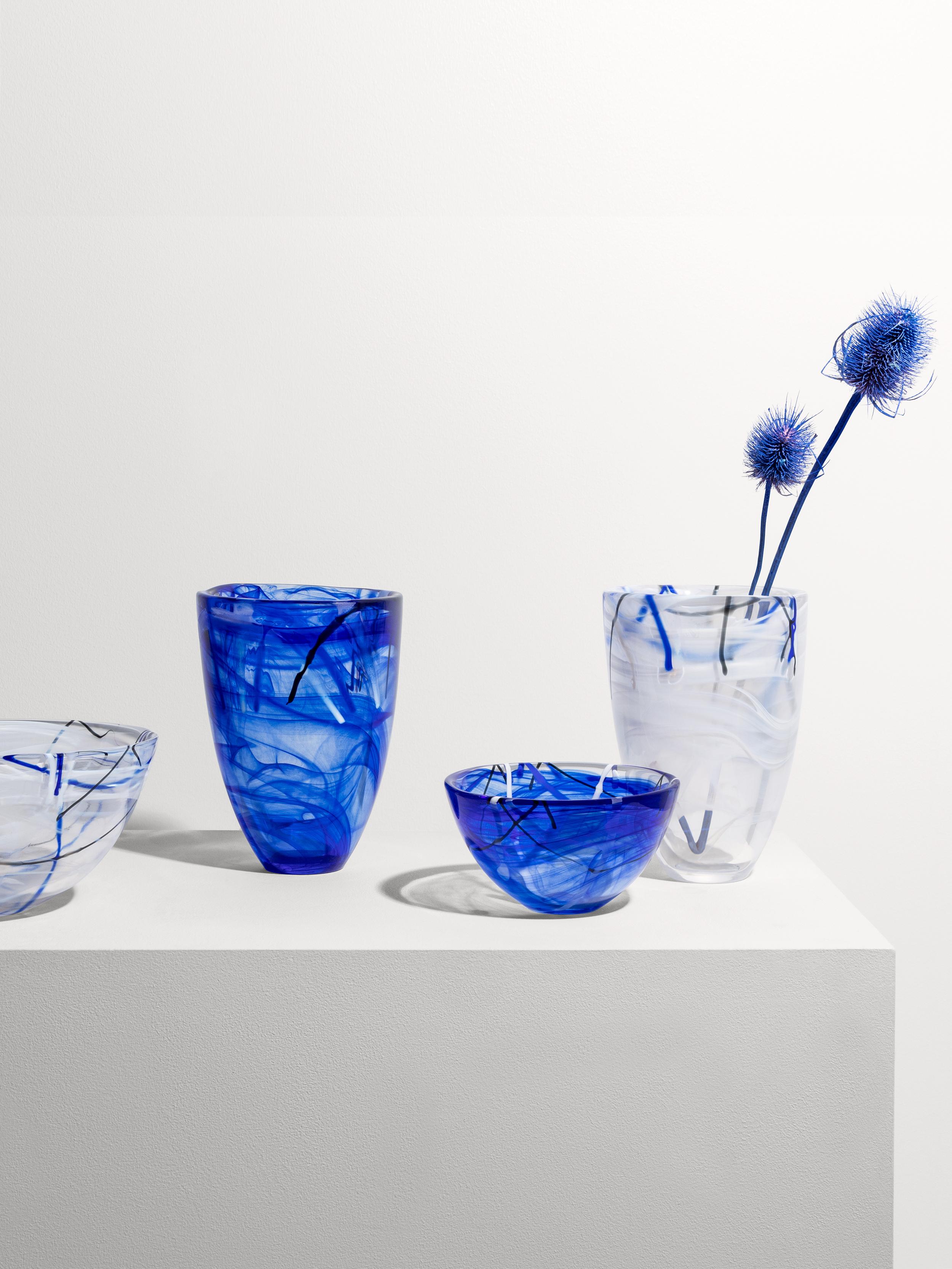 Turkish Kosta Boda Contrast Vase Blue For Sale