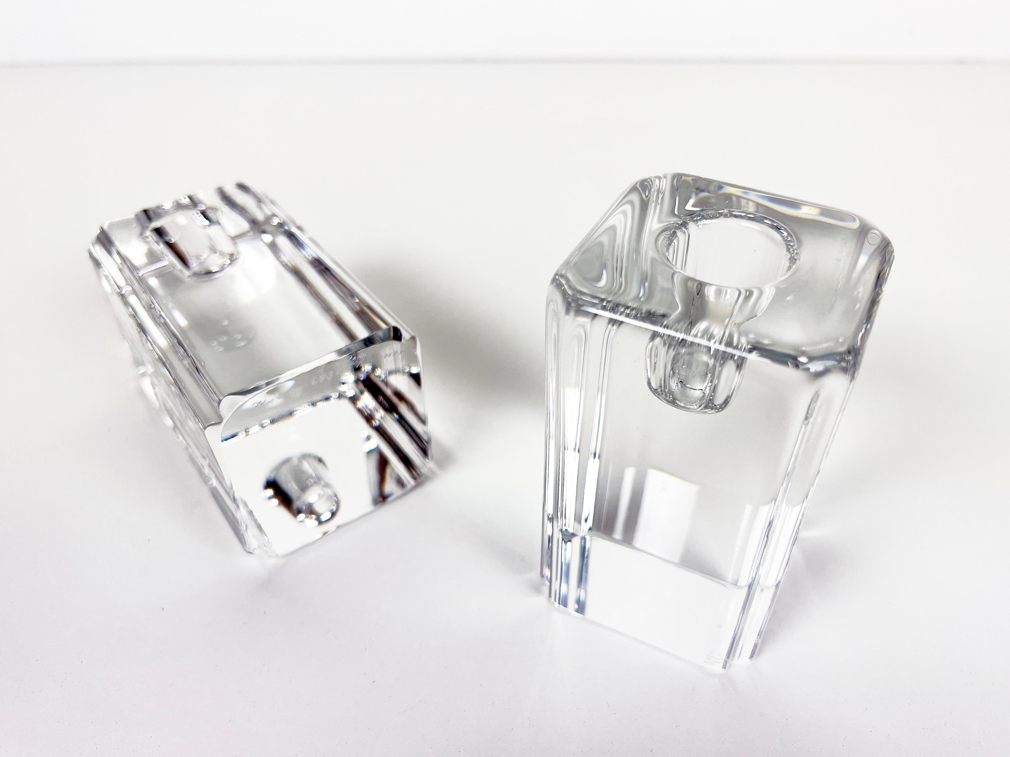 Kosta Boda Crystal Candle Holders by Anna Ehrner, a Pair For Sale 2