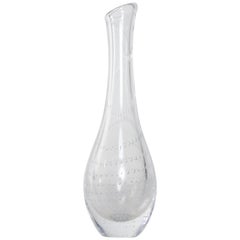 Kosta Boda Curved Vase Art Glass Controlled Bubble by Vicke Lindstrand Sweden