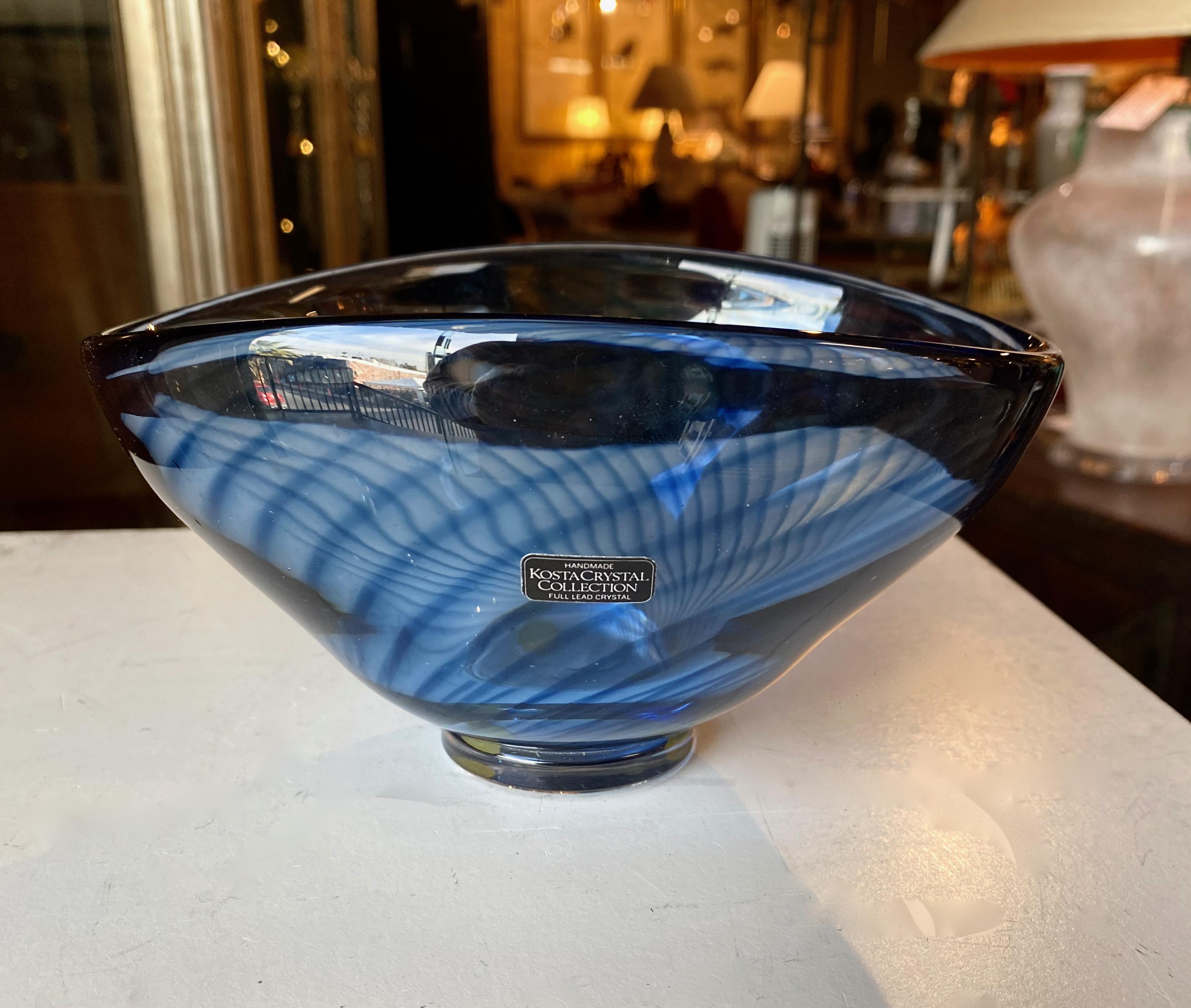 Blown Glass Kosta Boda Filigrana Bowl For Sale